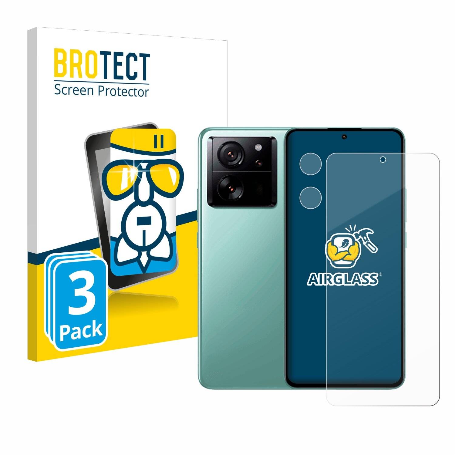 3x BROTECT AirGlass Glas Panzer-Folie für Xiaomi 13T (Display+Kamera) -