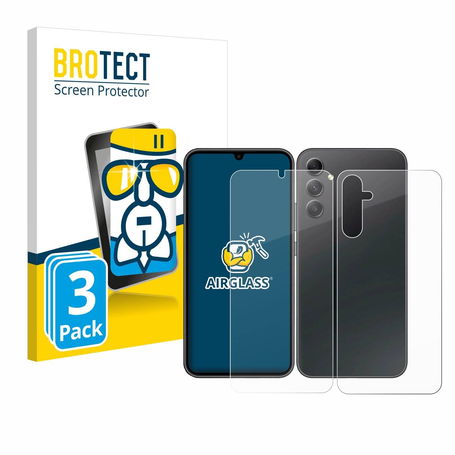 3x BROTECT AirGlass Glas Panzer-Folie für Samsung Galaxy A34 5G Enterprise Edition