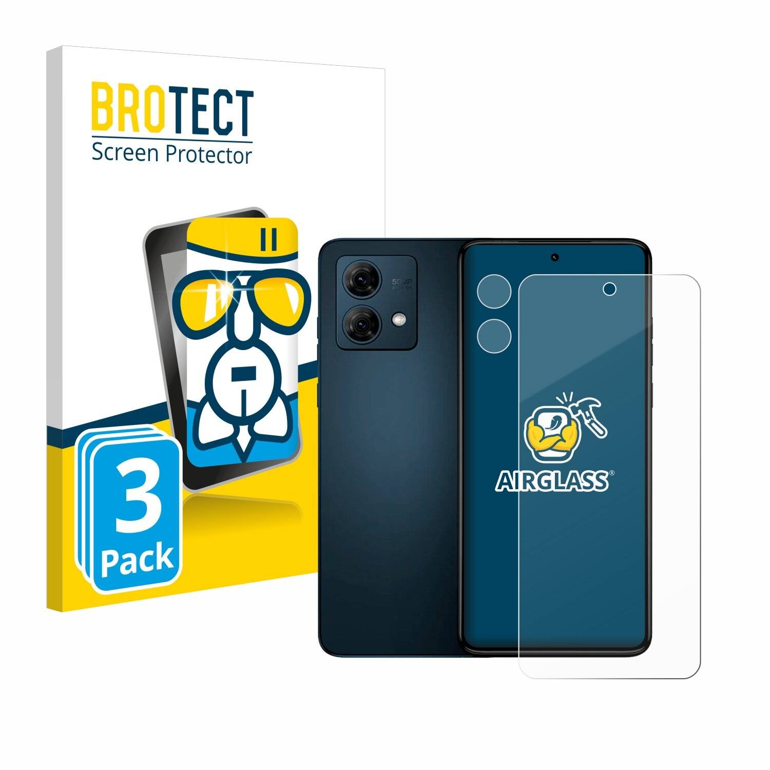 3x BROTECT AirGlass Glas Panzer-Folie für Motorola Moto G84 (Display+Kamera) -