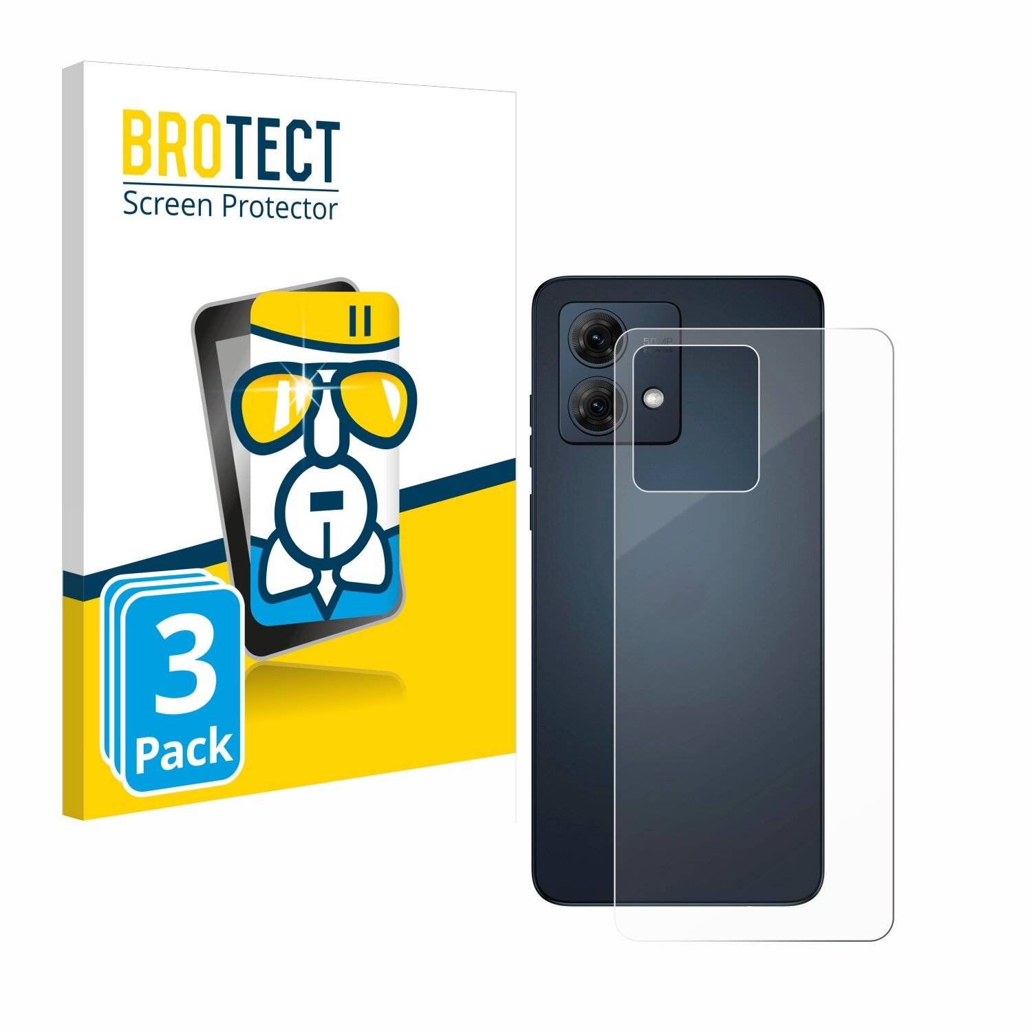 3x BROTECT AirGlass Glas Panzer-Folie für Motorola Moto G84 (Rückseite) -