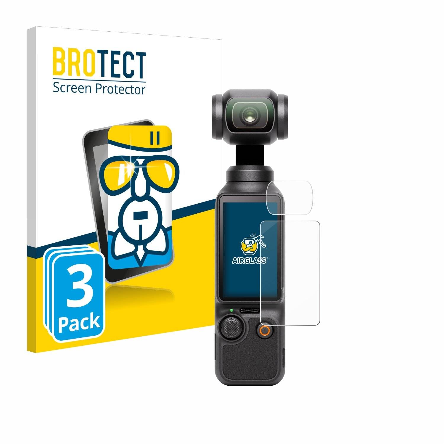 3x BROTECT AirGlass Glas Panzer-Folie für DJI Osmo Pocket 3 (Display + Linse) -