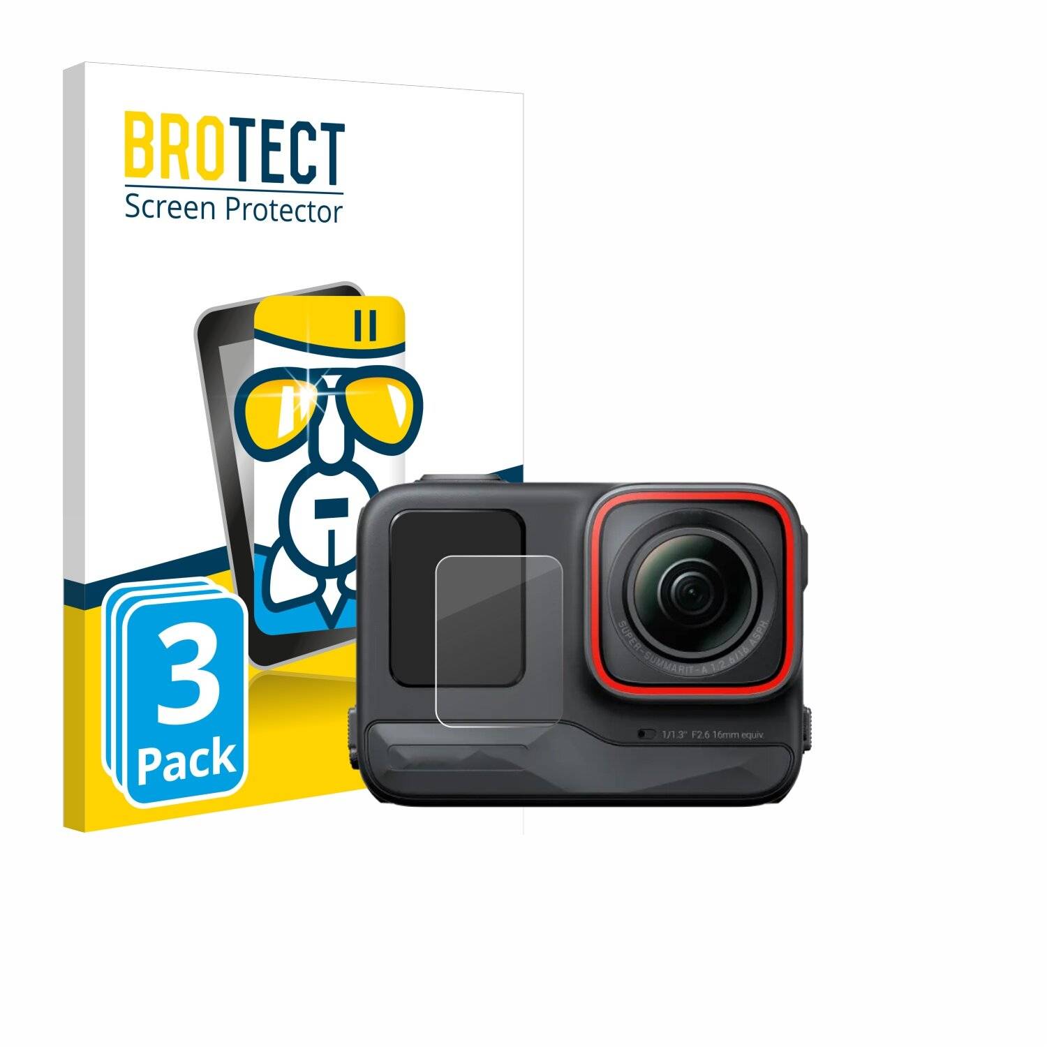 3x BROTECT AirGlass Glas Panzer-Folie für Insta360 Ace Pro (Vorderes Display) -