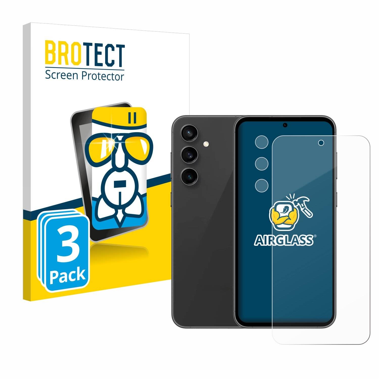 3x BROTECT AirGlass Glas Panzer-Folie für Samsung Galaxy S23 FE (Display+Kamera) -