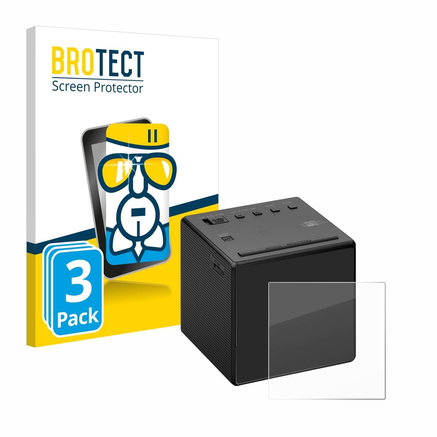 3x BROTECT AirGlass Glas Panzer-Folie für Sony ICF-C1 (Uhrenradio) -