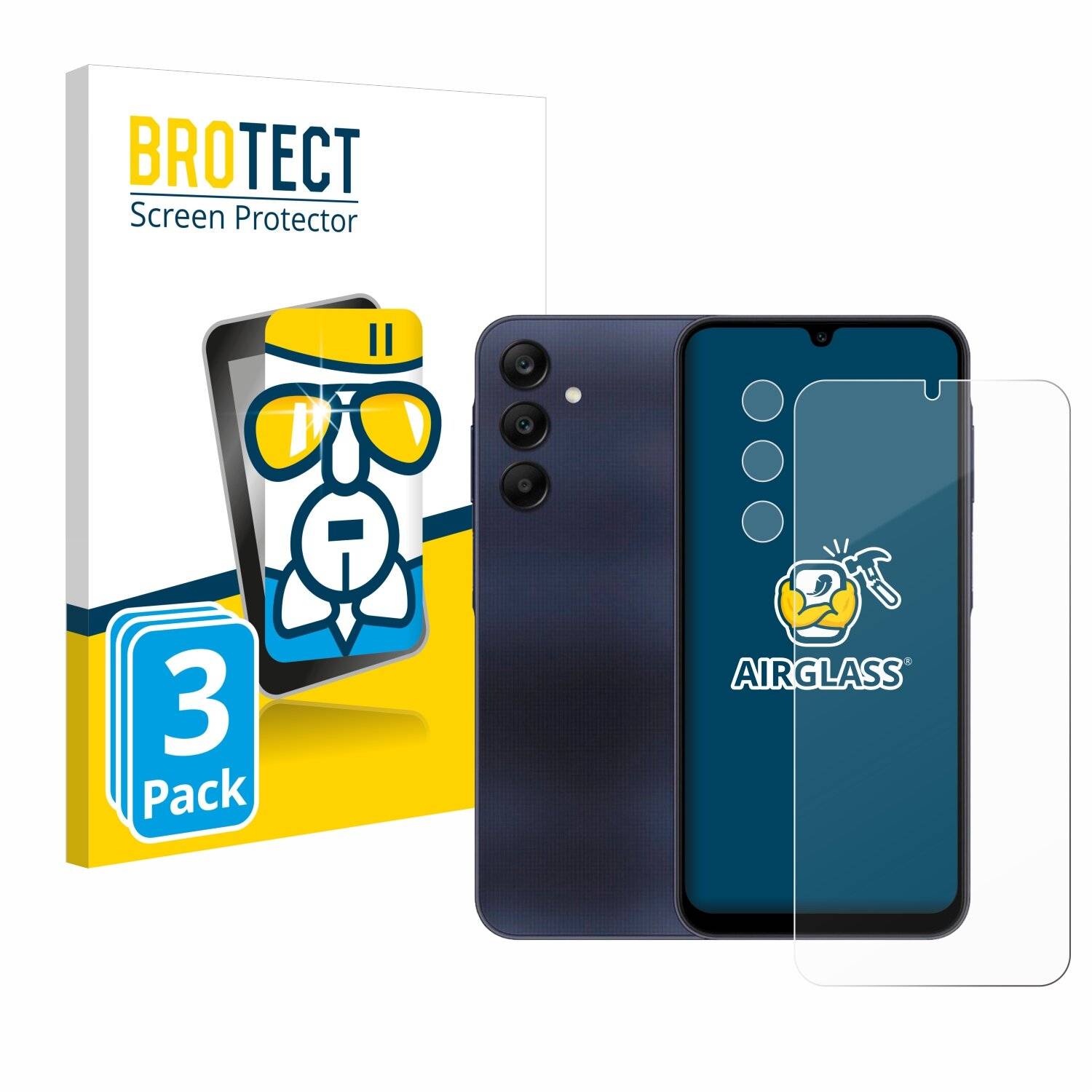 3x BROTECT AirGlass Glas Panzer-Folie für Samsung Galaxy A25 5G (Display+Kamera) -