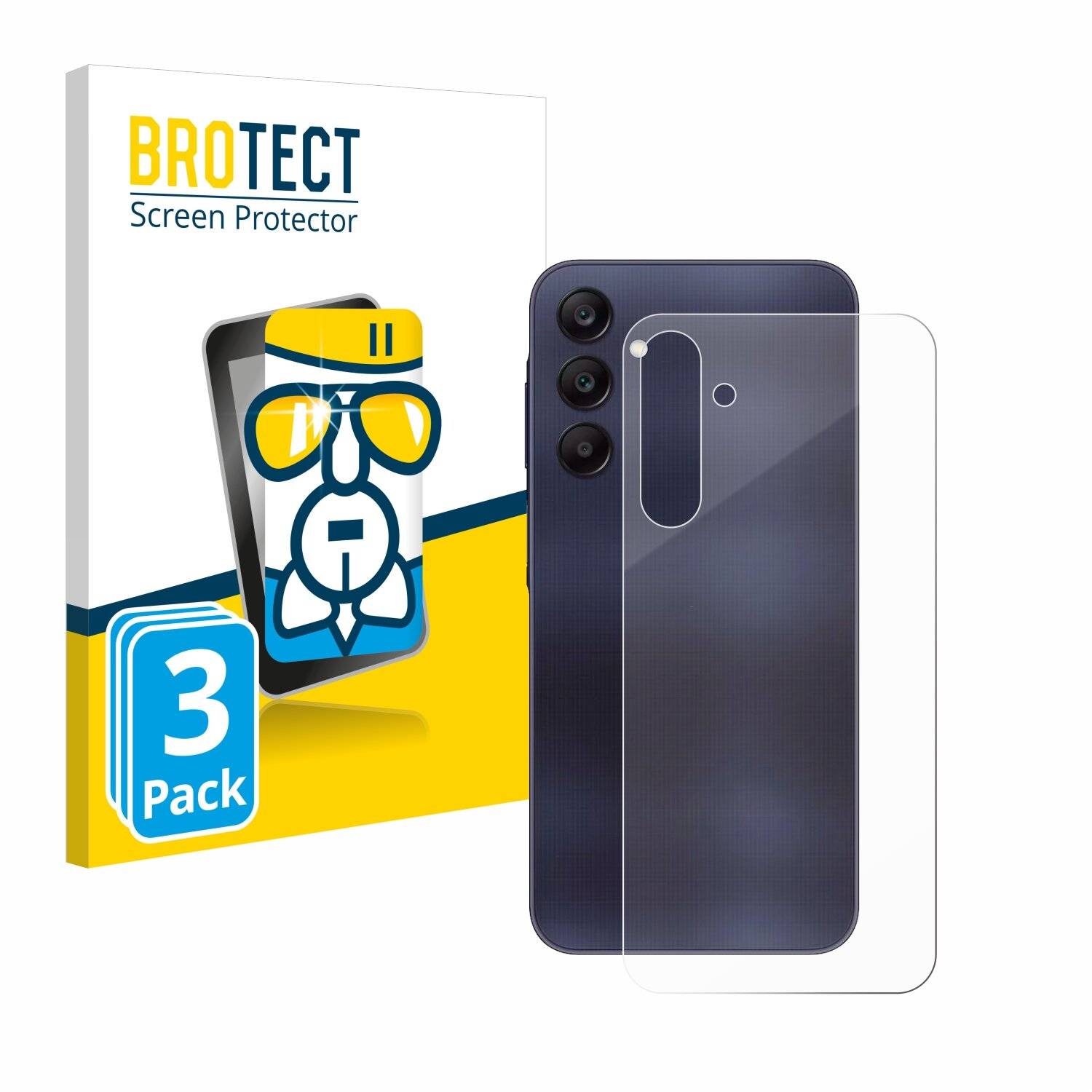 3x BROTECT AirGlass Glas Panzer-Folie für Samsung Galaxy A25 5G (Rückseite) -