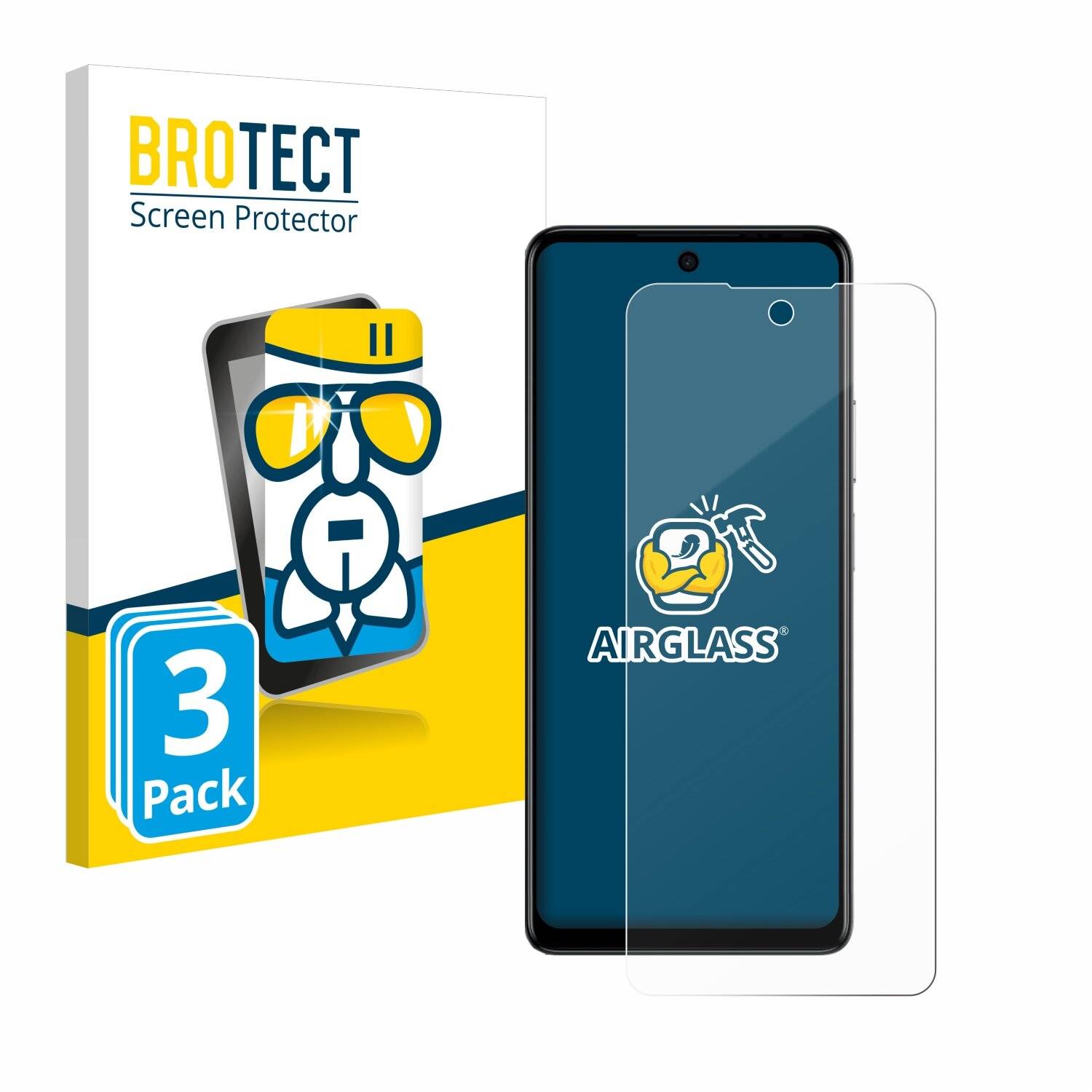 3x BROTECT AirGlass Glas Panzer-Folie für Tecno Spark 20 Pro -