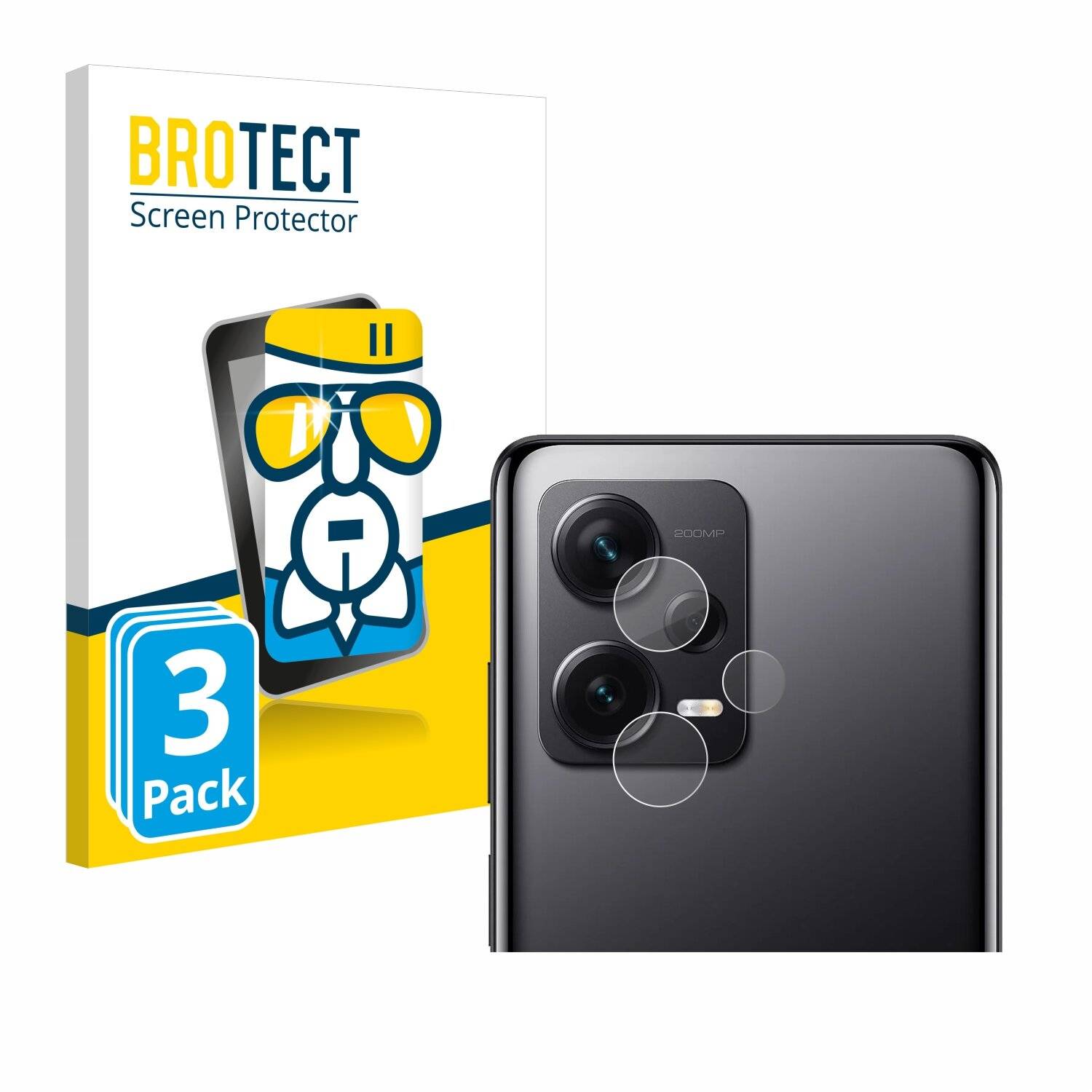 3x BROTECT AirGlass Glas Panzer-Folie für Xiaomi Redmi Note 12 Pro+ (NUR Kameraschutz) -