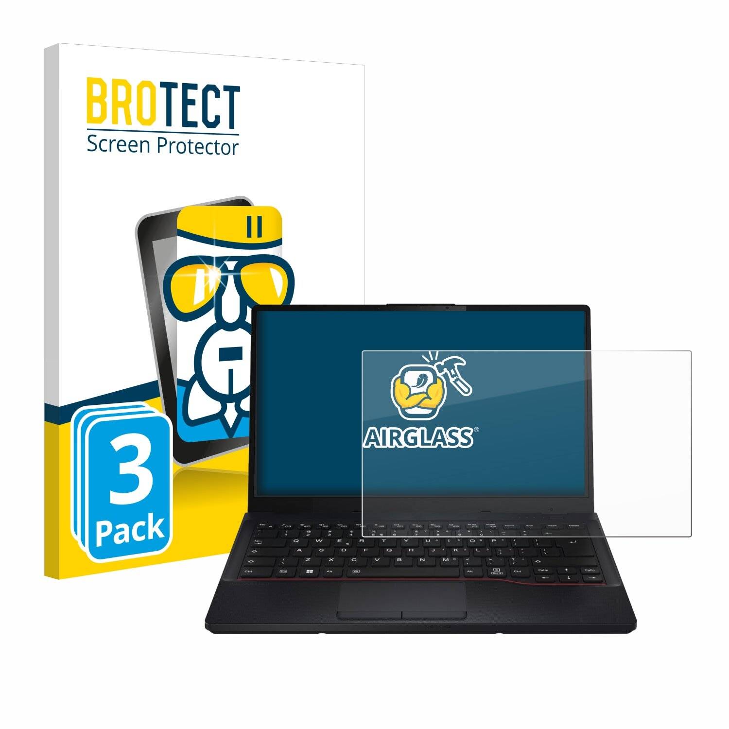 3x BROTECT AirGlass Glas Panzer-Folie für Fujitsu Lifebook E5412 -