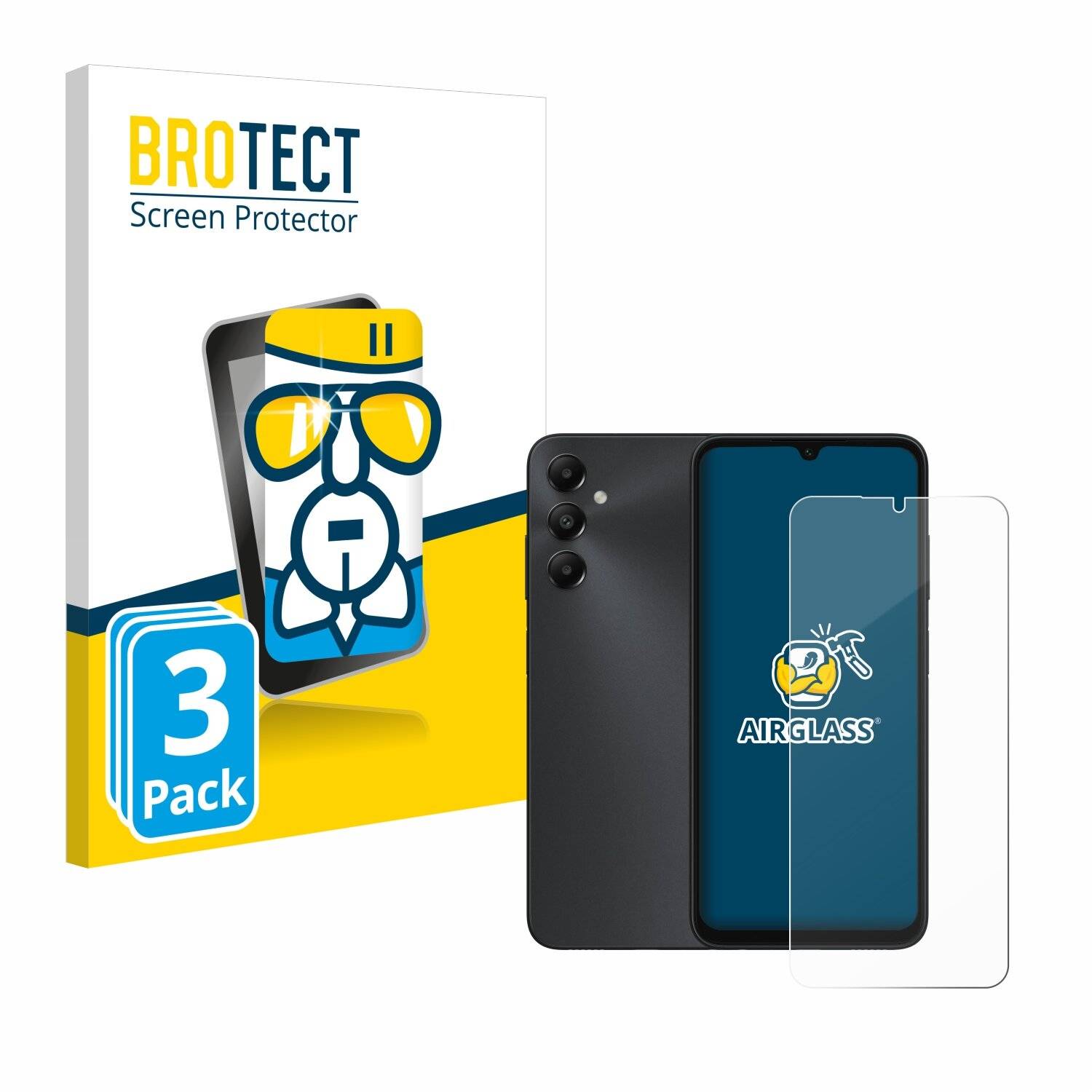 3x BROTECT AirGlass Glas Panzer-Folie für Samsung Galaxy A05s -