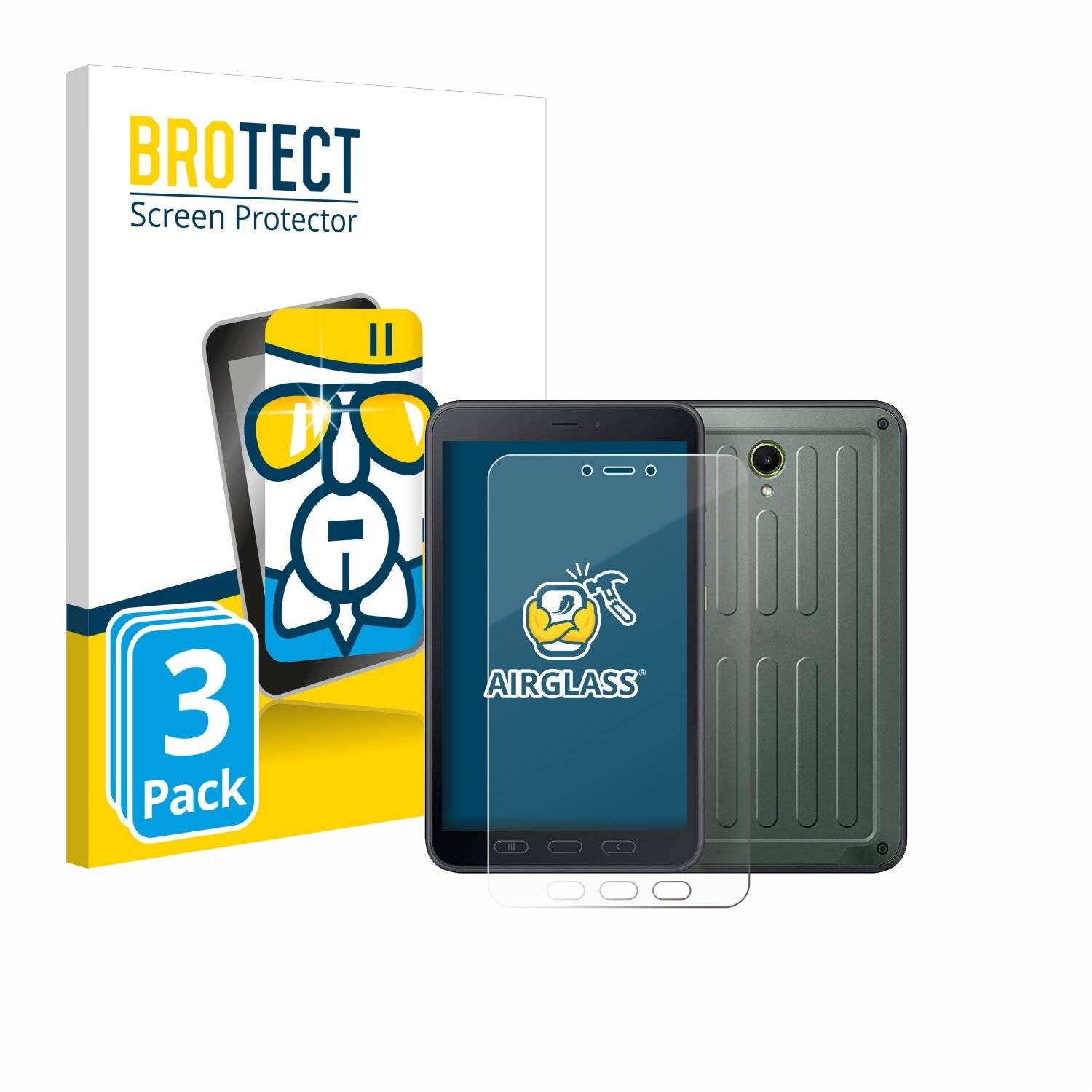 3x BROTECT AirGlass Glas Panzer-Folie für Samsung Galaxy Tab Active 5 (Hochformat) -