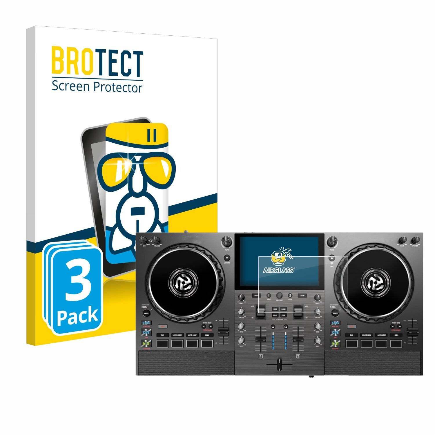 3x BROTECT AirGlass Glas Panzer-Folie für Numark Mixstream Pro Go -