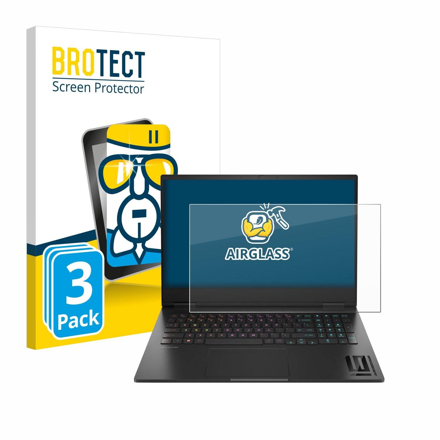 3x BROTECT AirGlass Glas Panzer-Folie für HP Omen 16 2024 -