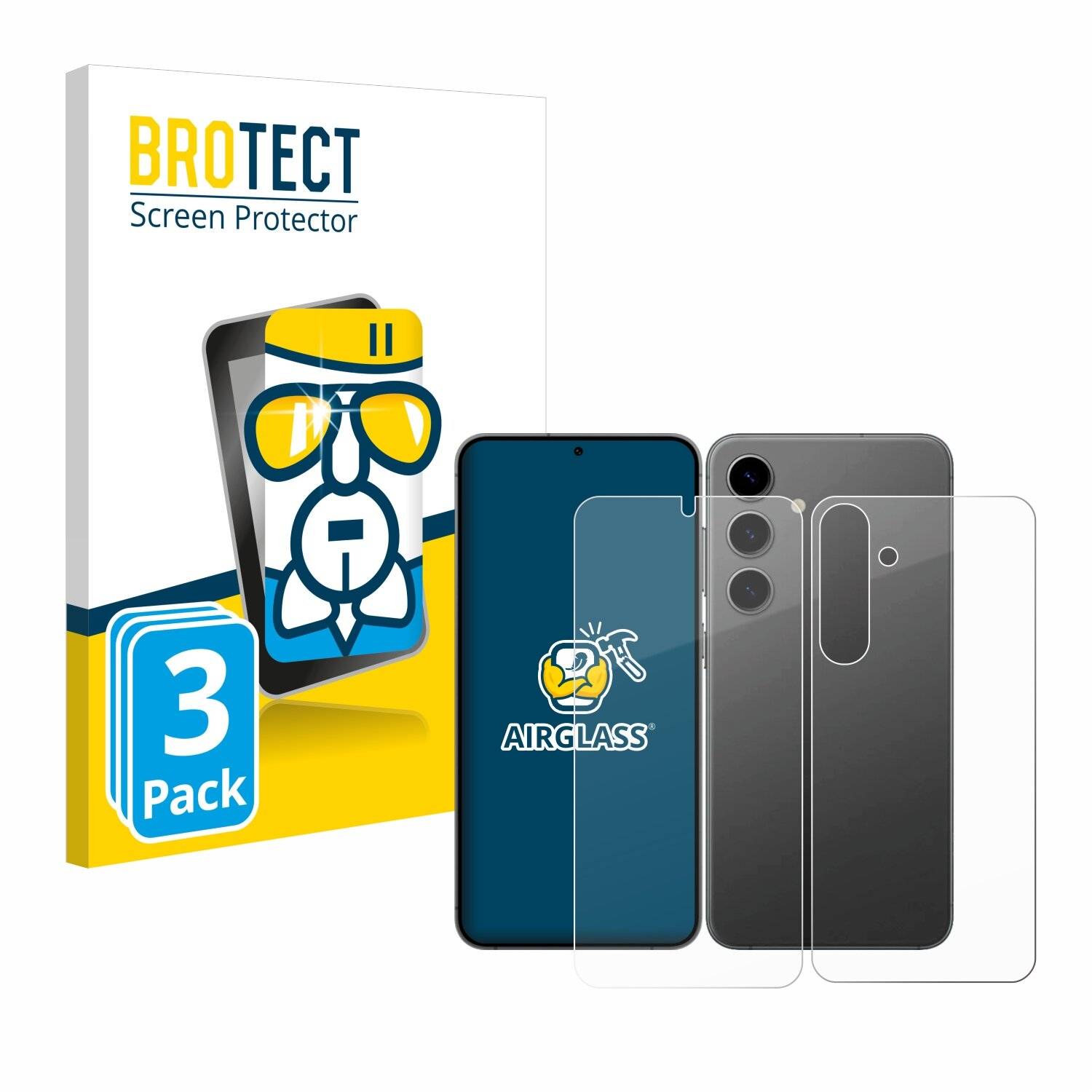 3x BROTECT AirGlass Glas Panzer-Folie für Samsung Galaxy S24 Plus (Display+Rückseite) -