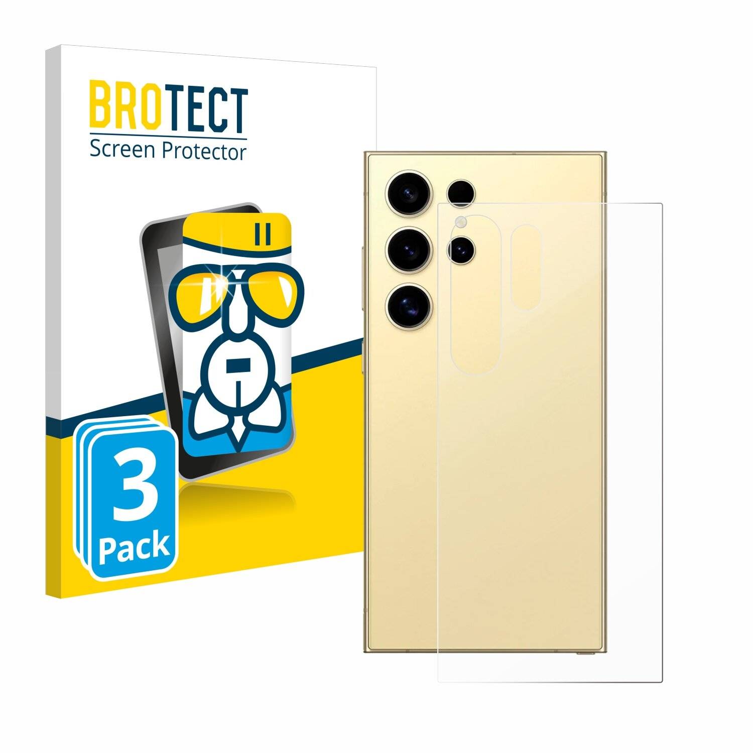 3x BROTECT AirGlass Glas Panzer-Folie für Samsung Galaxy S24 Ultra (Rückseite) -