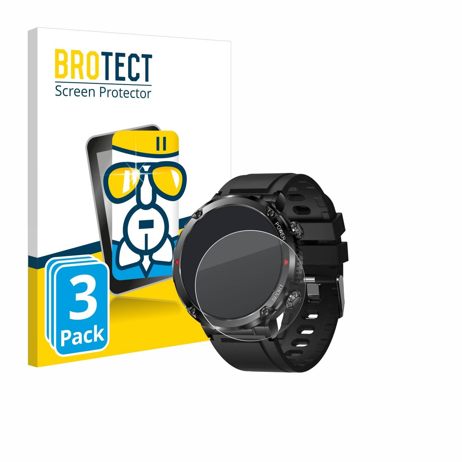 3x BROTECT AirGlass Glas Panzer-Folie für LIGE Smartwatch 1.6 -
