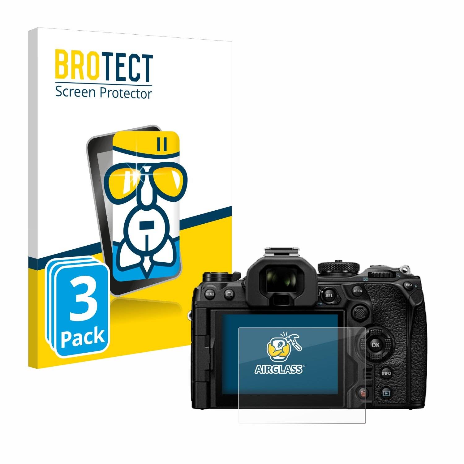 3x BROTECT AirGlass Glas Panzer-Folie für Olympus OM System OM-1 Mark II -