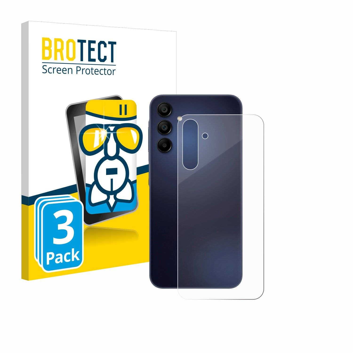 3x BROTECT AirGlass Glas Panzer-Folie für Samsung Galaxy A15 (Rückseite) -