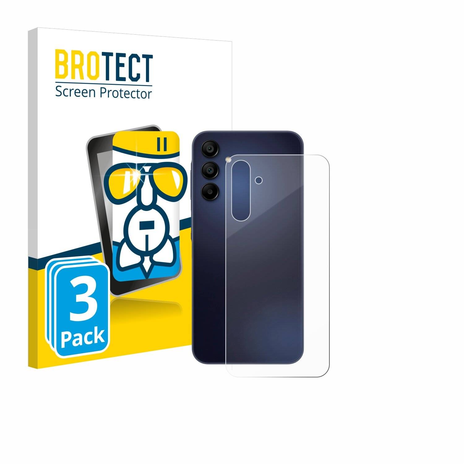 3x BROTECT AirGlass Glas Panzer-Folie für Samsung Galaxy A15 5G (Rückseite) -