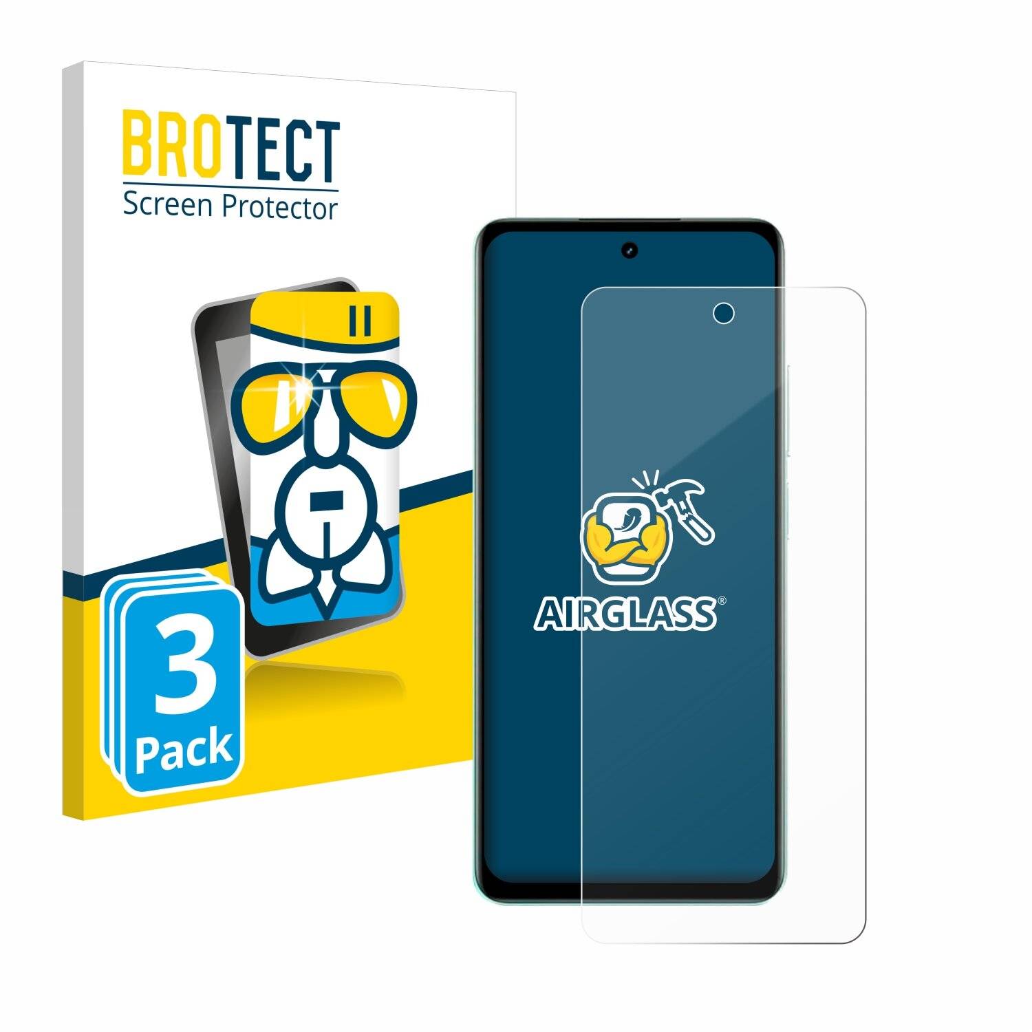 3x BROTECT AirGlass Glas Panzer-Folie für realme C67 4G -