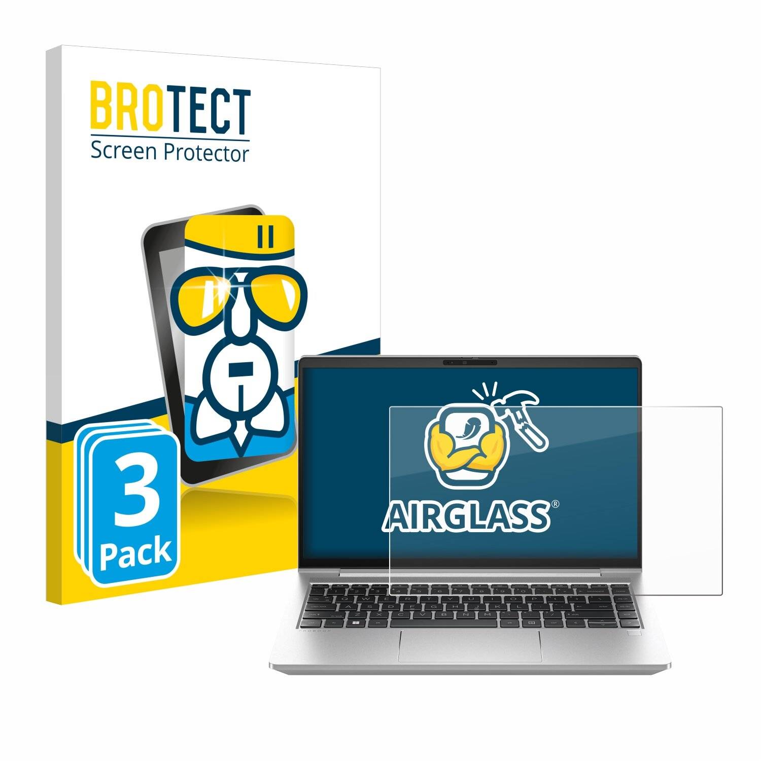 3x BROTECT AirGlass Glas Panzer-Folie für HP ProBook 440 G10 -