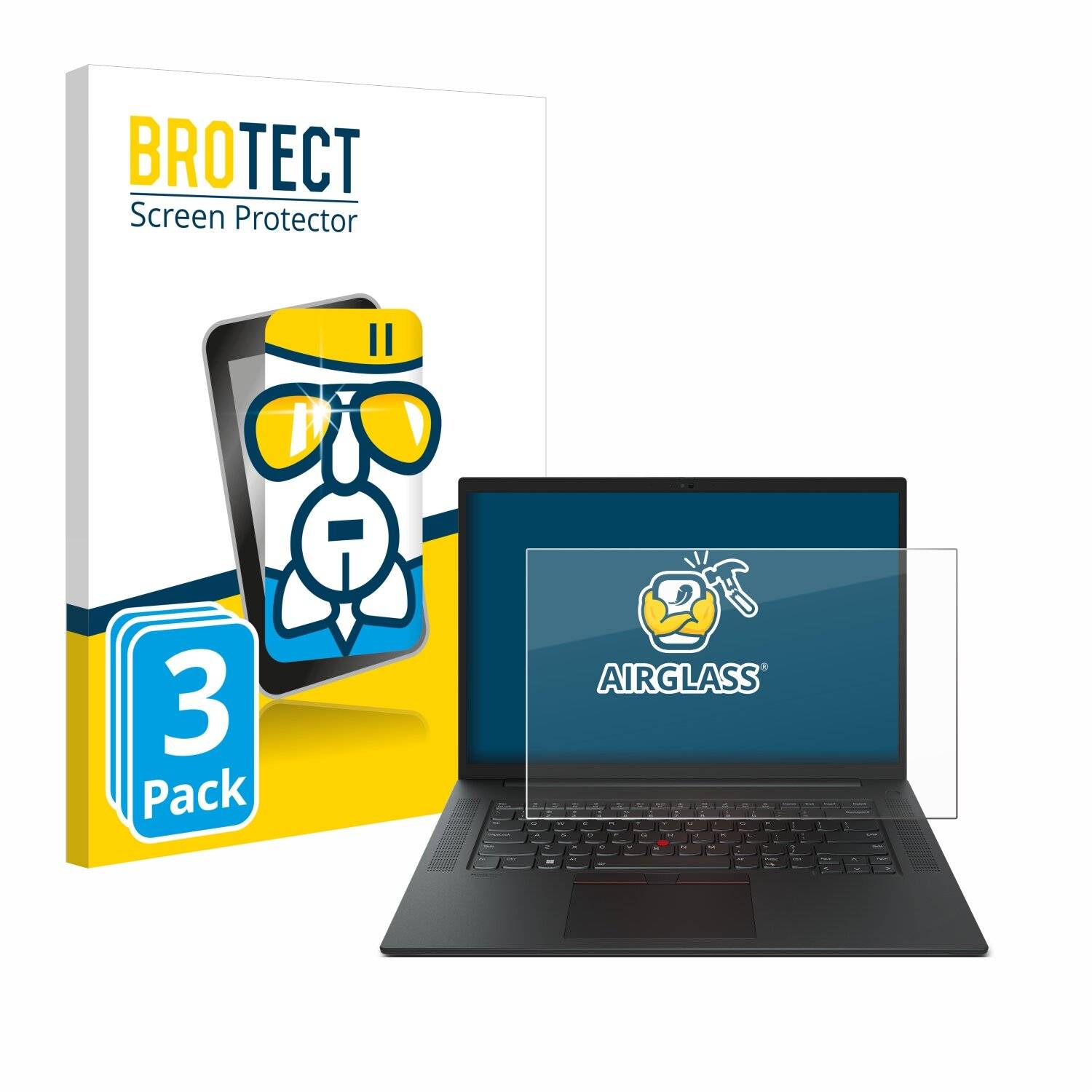 3x BROTECT AirGlass Glas Panzer-Folie für Lenovo ThinkPad P1 Gen 6 16 -