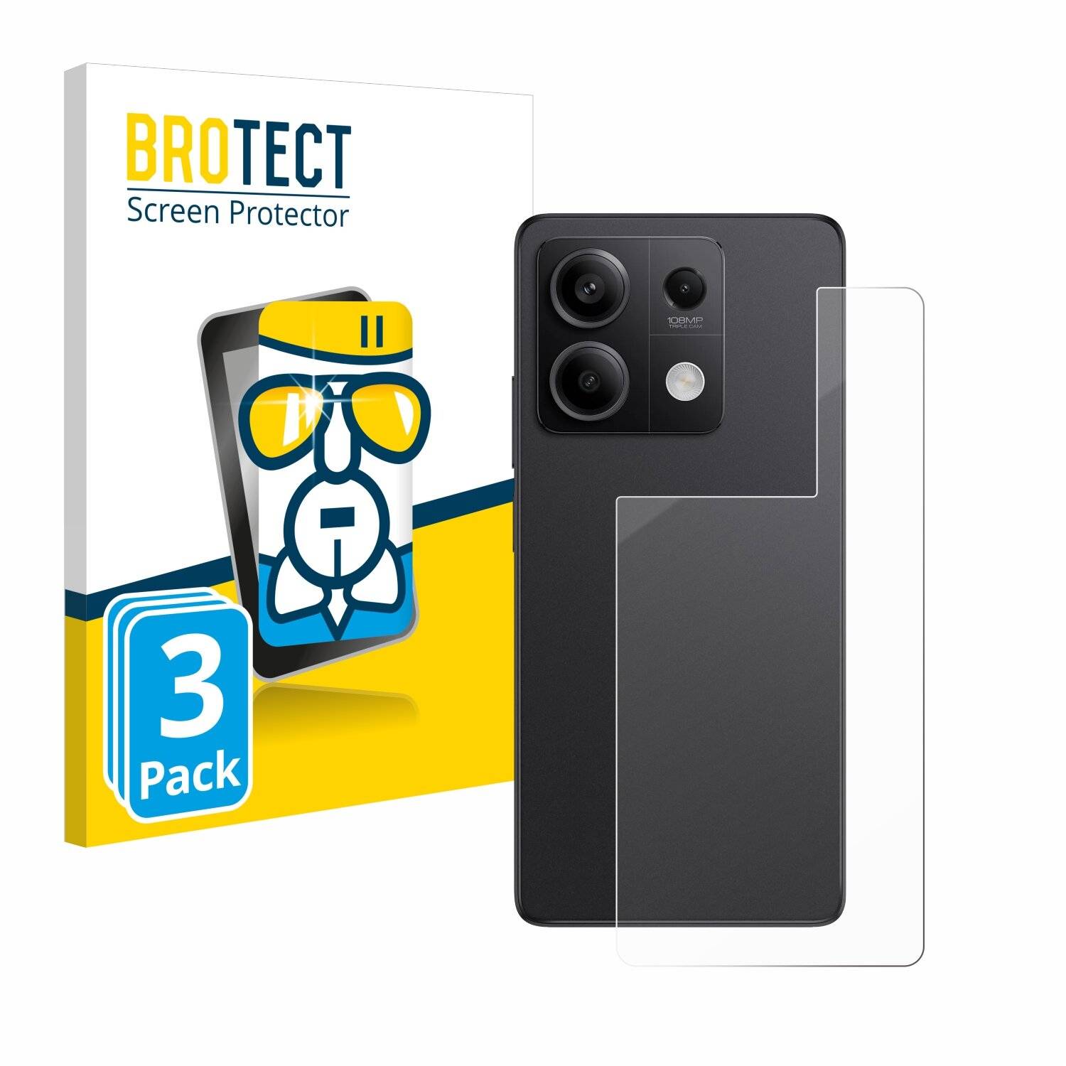 3x BROTECT AirGlass Glas Panzer-Folie für Xiaomi Redmi Note 13 Pro 5G (Rückseite) -