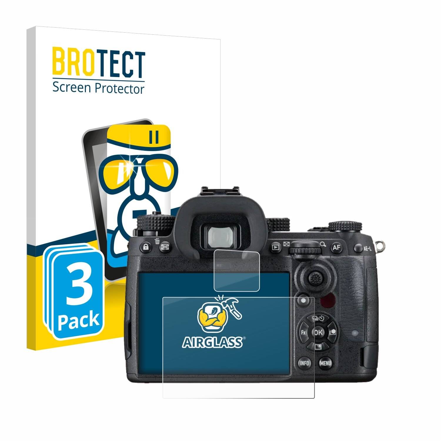 3x BROTECT AirGlass Glas Panzer-Folie für Pentax K-3 Mark III Monochrom -