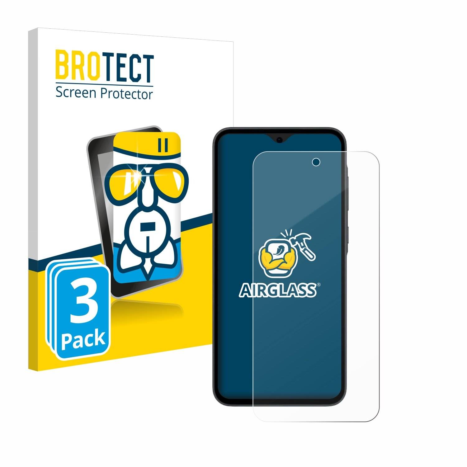 3x BROTECT AirGlass Glas Panzer-Folie für Samsung Galaxy A35 5G -
