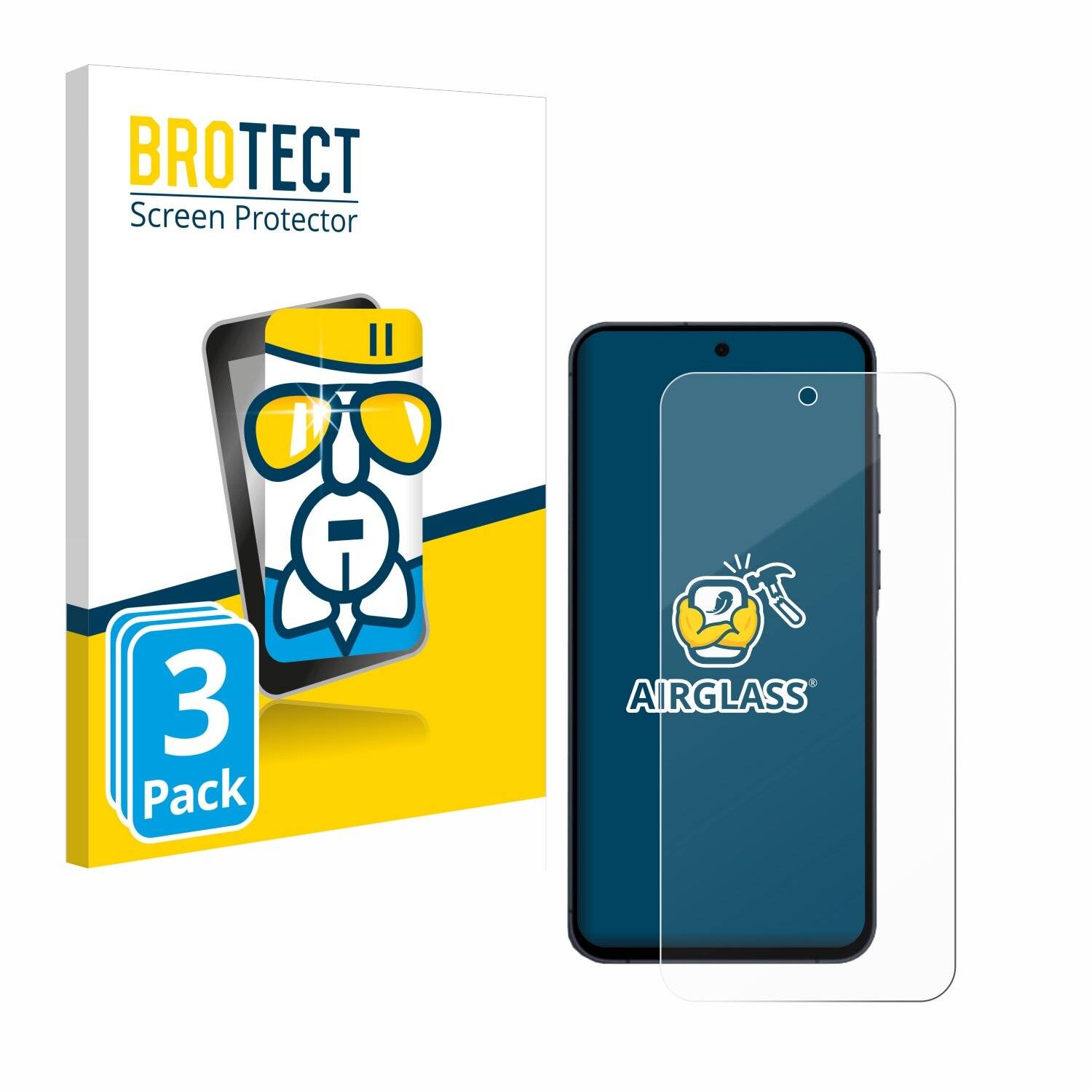 3x BROTECT AirGlass Glas Panzer-Folie für Samsung Galaxy A55 5G -