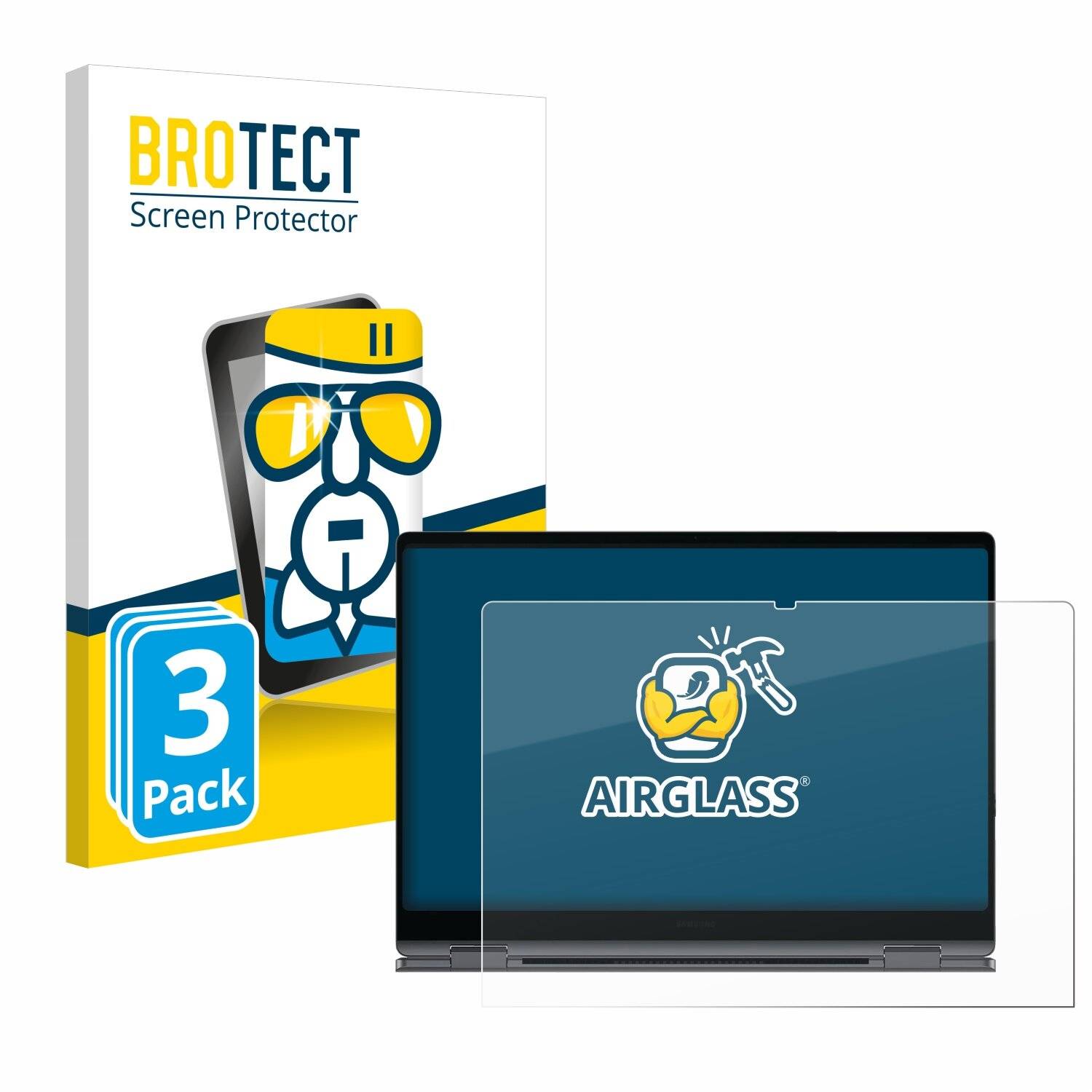 3x BROTECT AirGlass Glas Panzer-Folie für Samsung Galaxy Book4 Pro 360 16 -