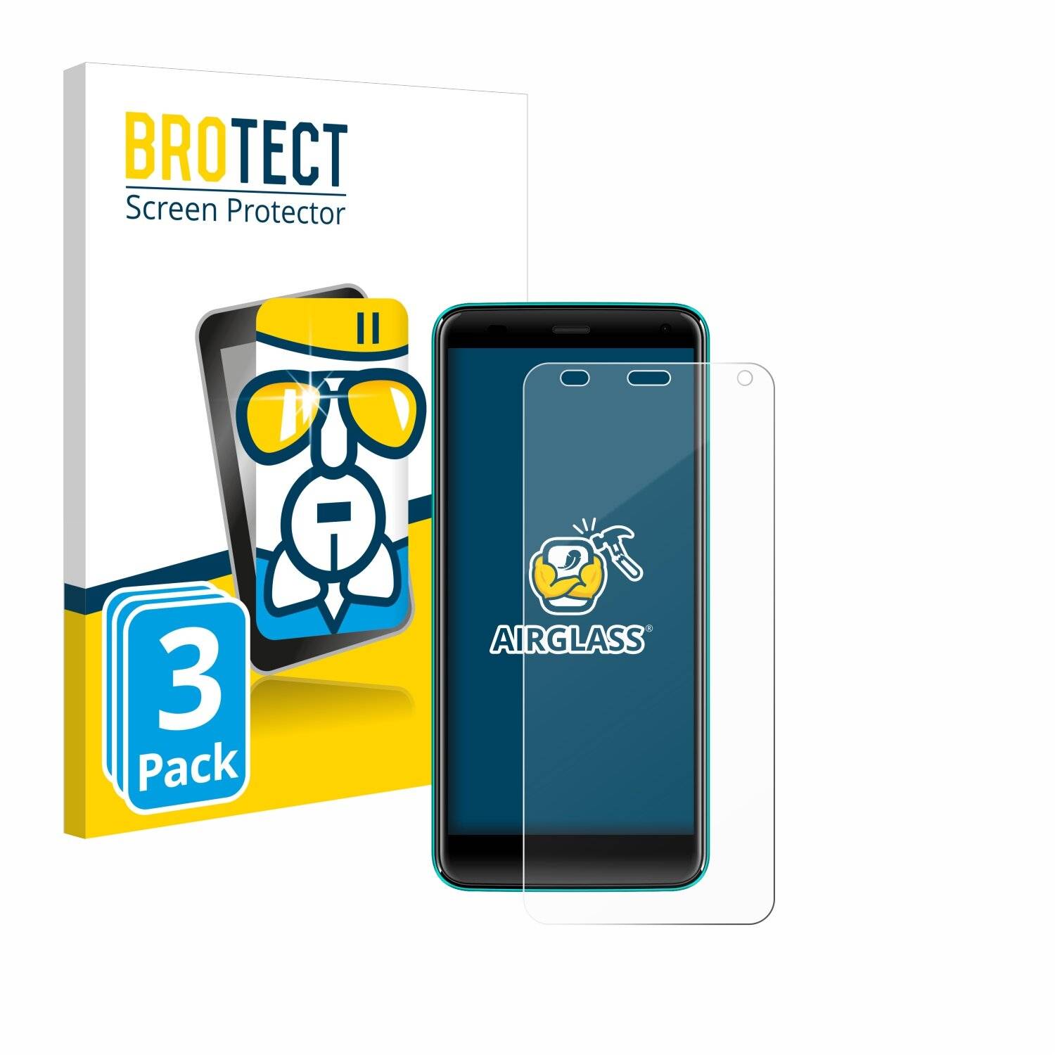 3x BROTECT AirGlass Glas Panzer-Folie für Logicom Le Hola FR -