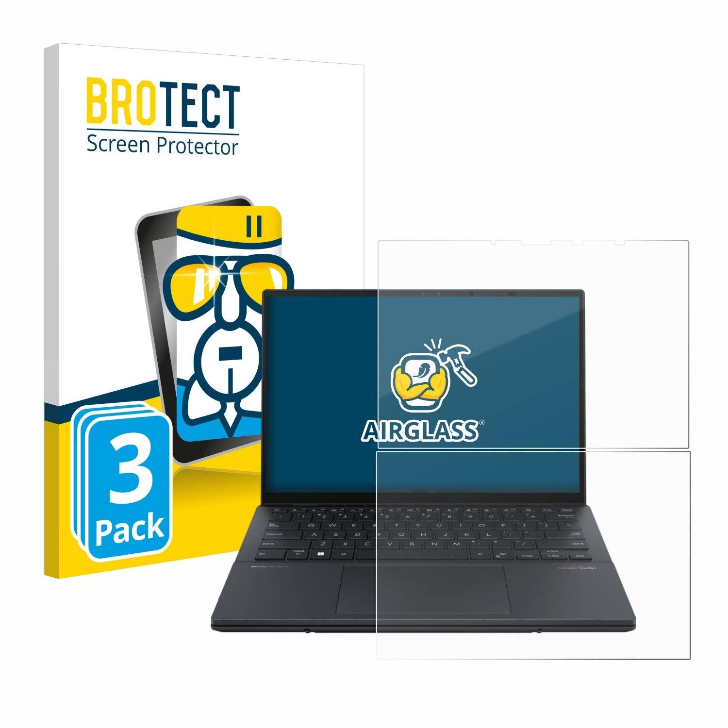 3x BROTECT AirGlass Glas Panzer-Folie für ASUS ZenBook Duo OLED 2024 UX8406 -