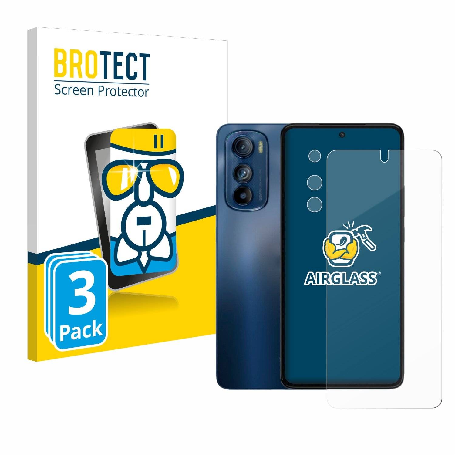 3x BROTECT AirGlass Glas Panzer-Folie für Motorola Edge 30 (Display+Kamera) -