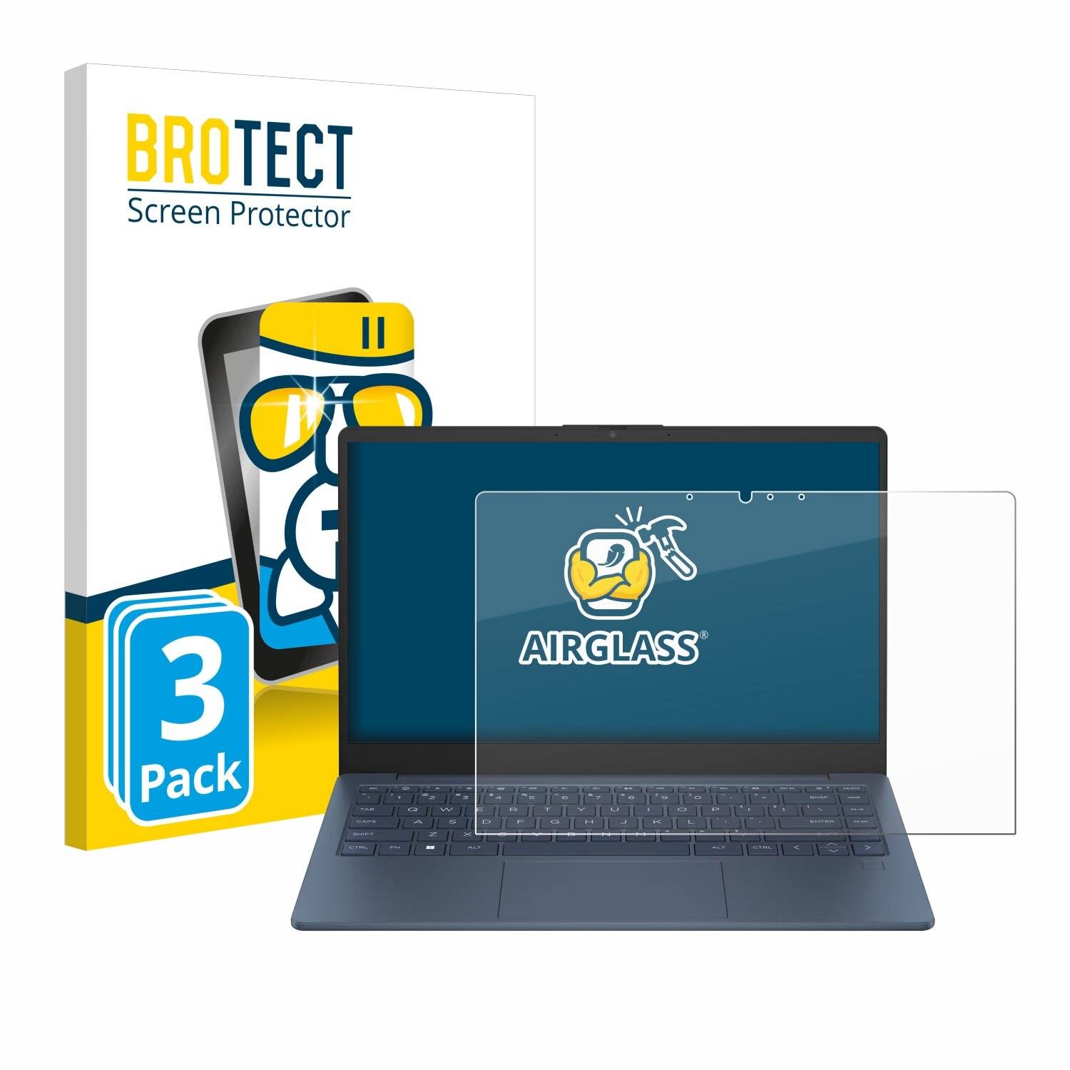 3x BROTECT AirGlass Glas Panzer-Folie für HP Laptop 14-ee -
