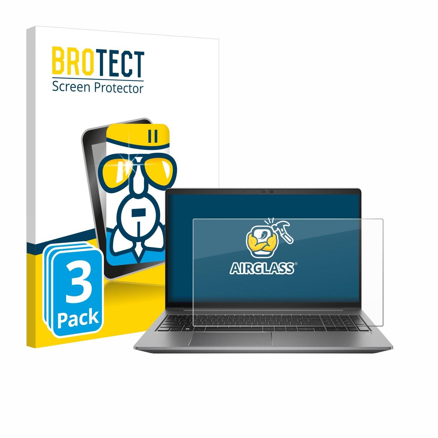 3x BROTECT AirGlass Glas Panzer-Folie für HP Zbook Power 15 G10 -