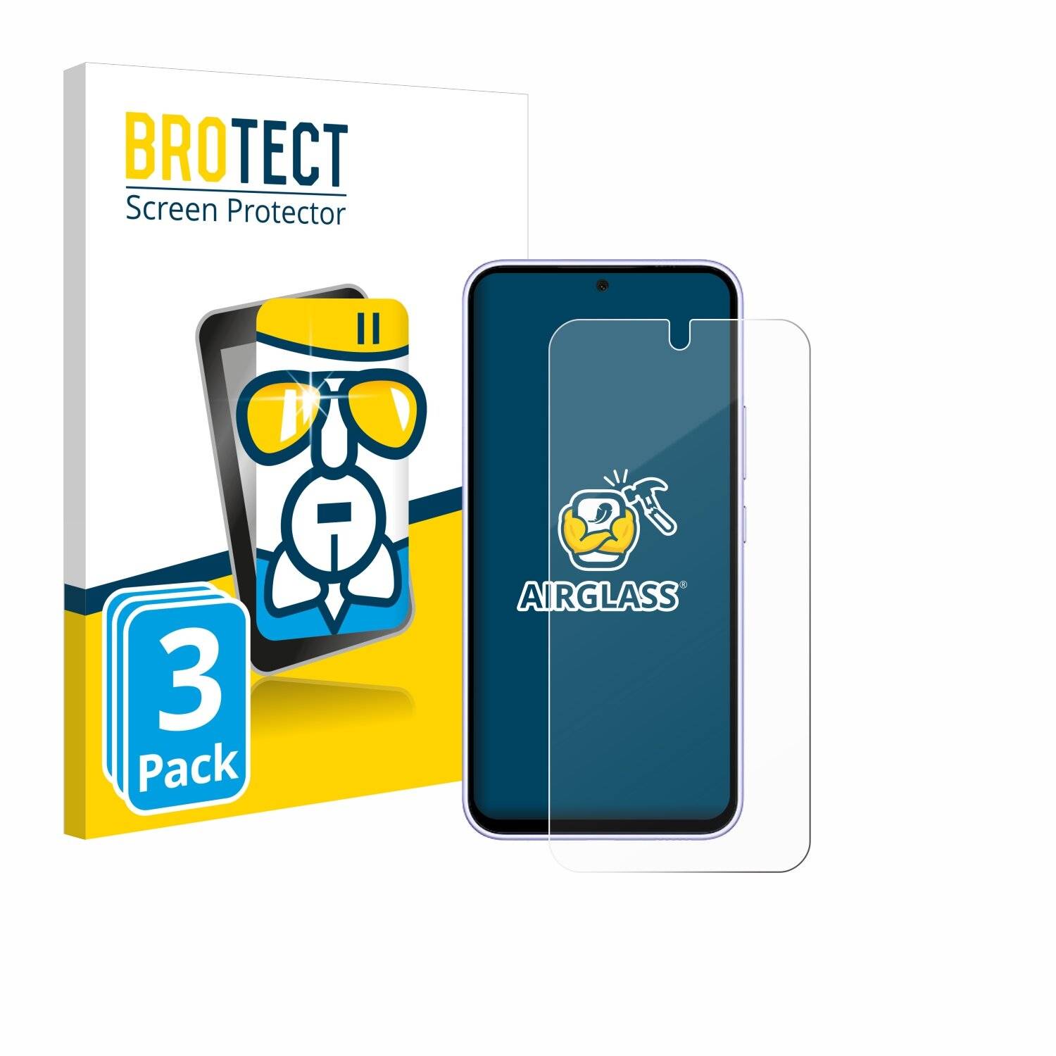3x BROTECT AirGlass Glas Panzer-Folie für Samsung Galaxy A54 5G Enterprise Edition -