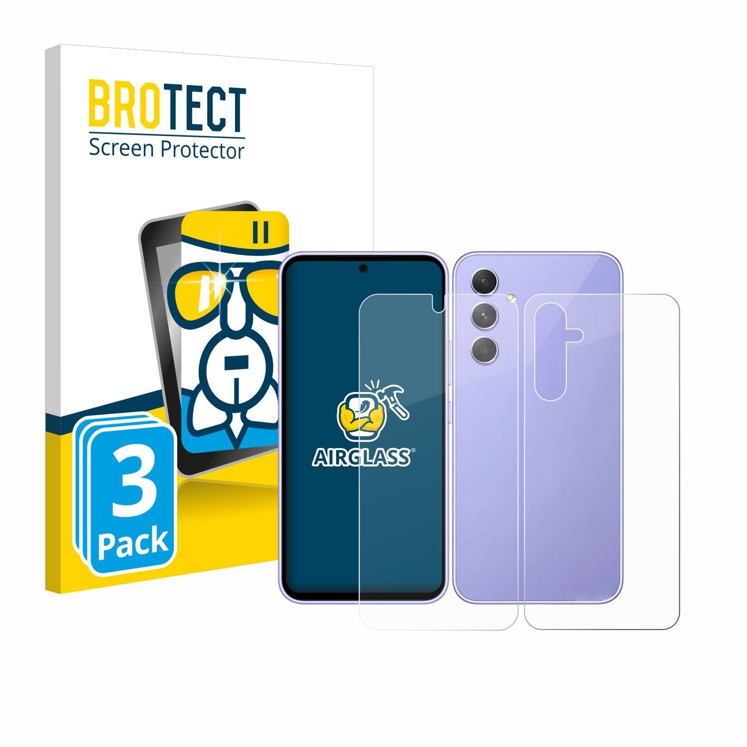 3x BROTECT AirGlass Glas Panzer-Folie für Samsung Galaxy A54 5G Enterprise Edition