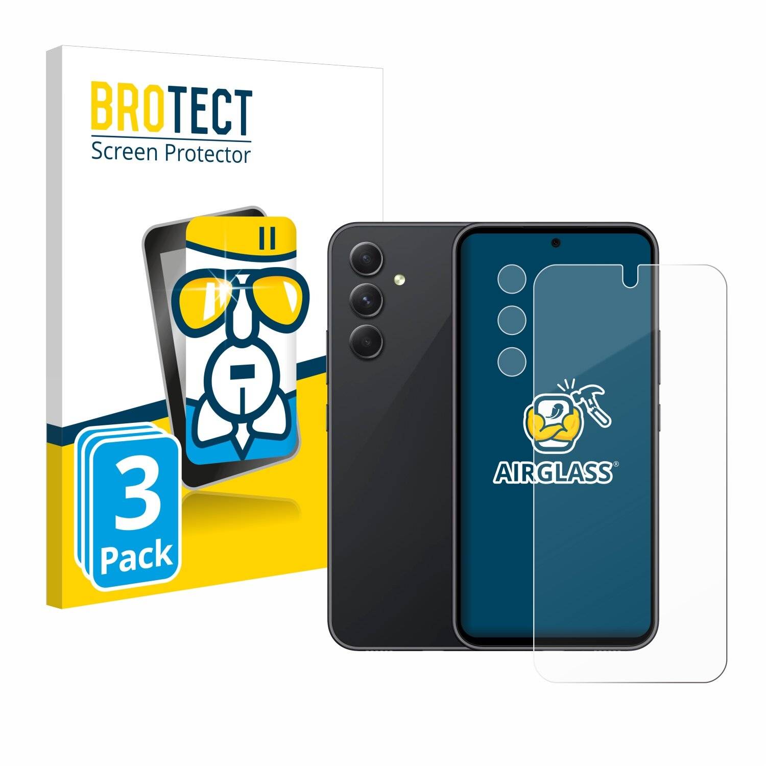 3x BROTECT AirGlass Glas Panzer-Folie für Samsung Galaxy A54 5G Enterprise Edition