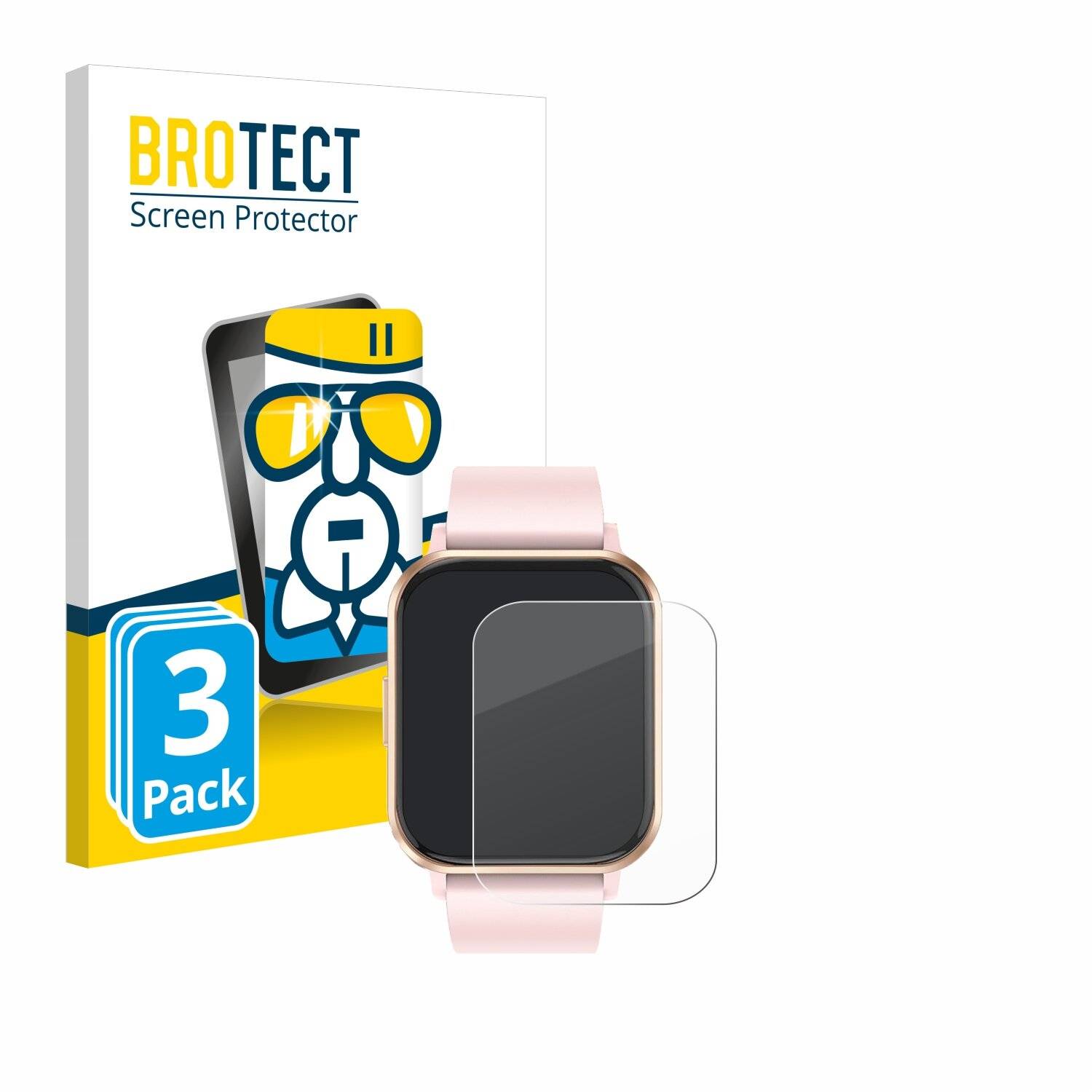 3x BROTECT AirGlass Glas Panzer-Folie für walkbee Smartwatch 1.83 -