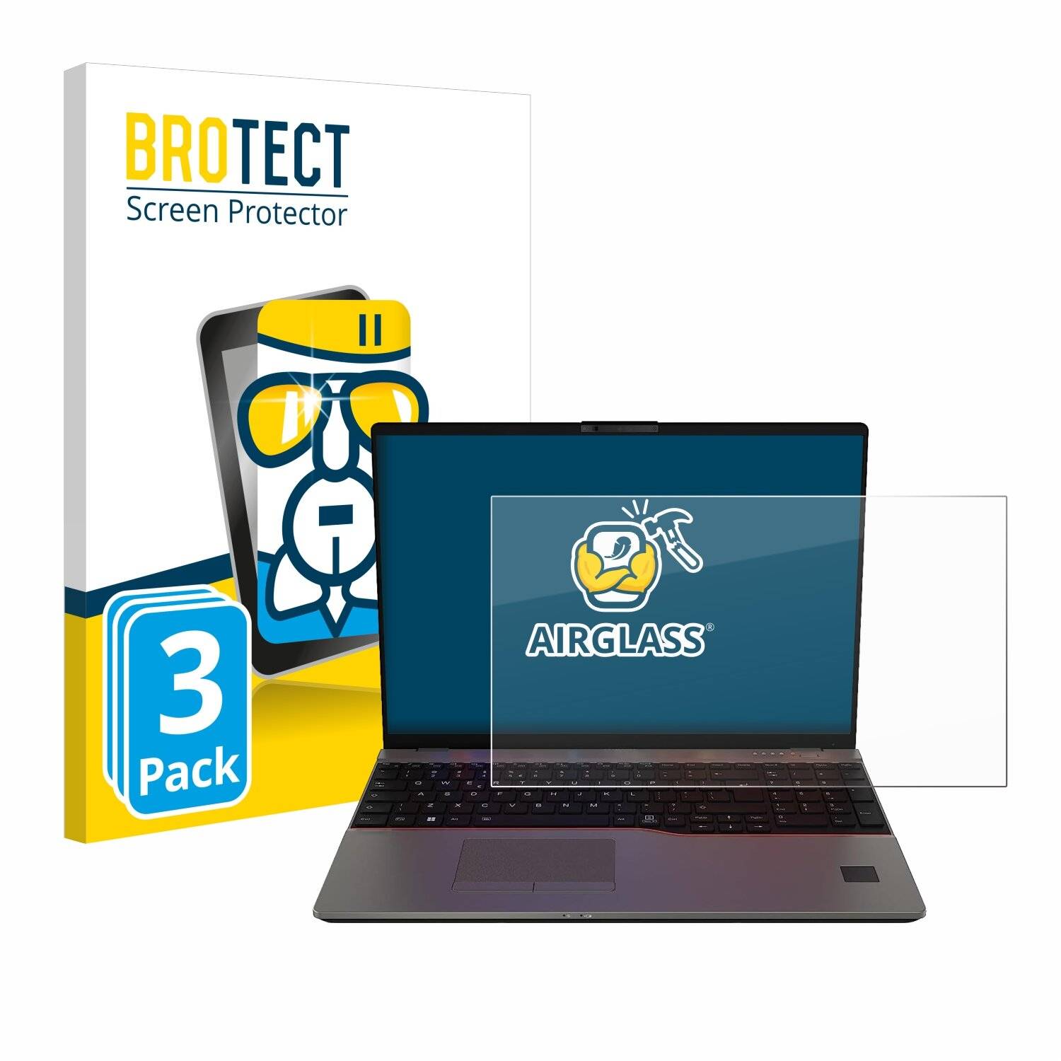3x BROTECT AirGlass Glas Panzer-Folie für Fujitsu Lifebook U7313 -