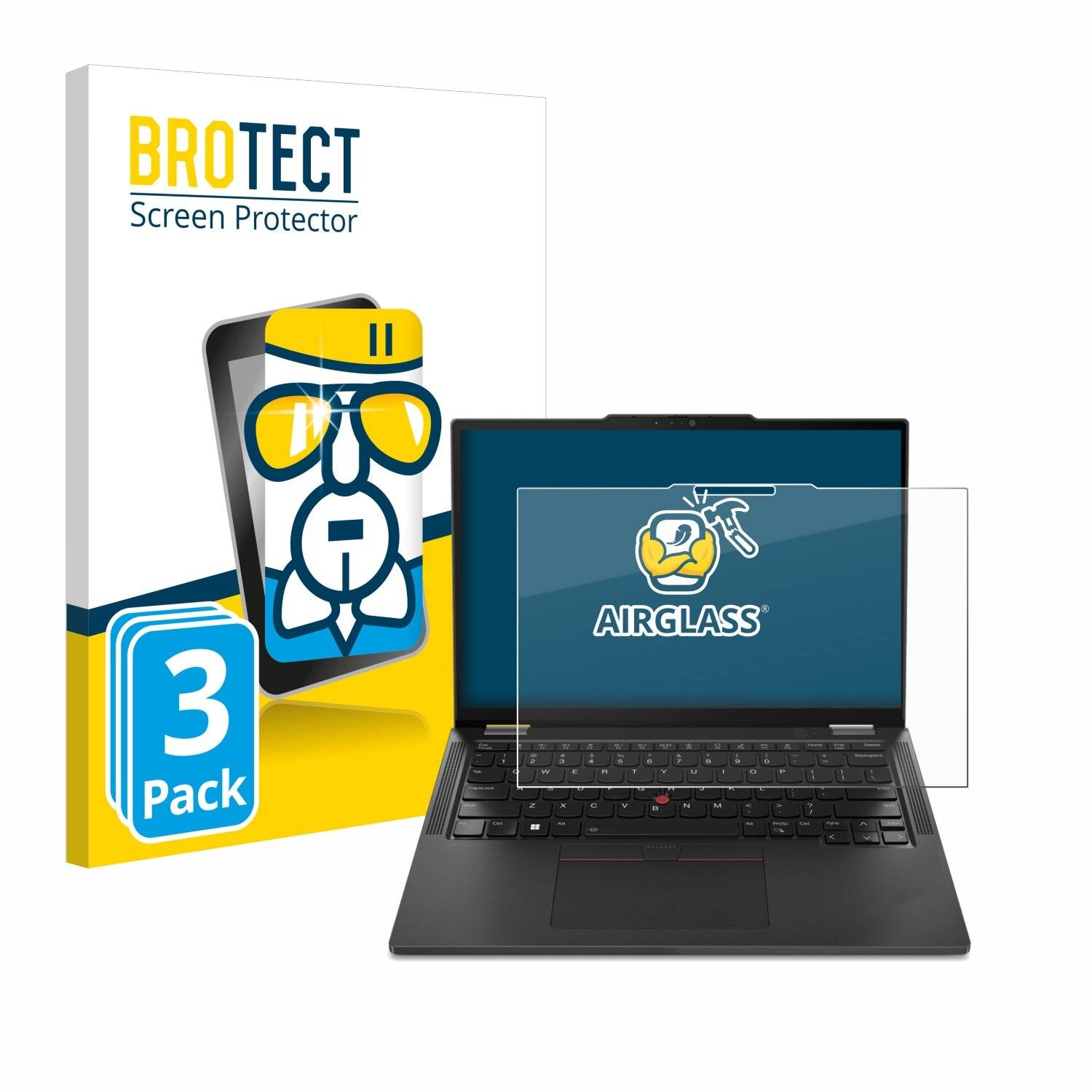 3x BROTECT AirGlass Glas Panzer-Folie für Lenovo ThinkPad X13 2-in-1 Gen 5 -