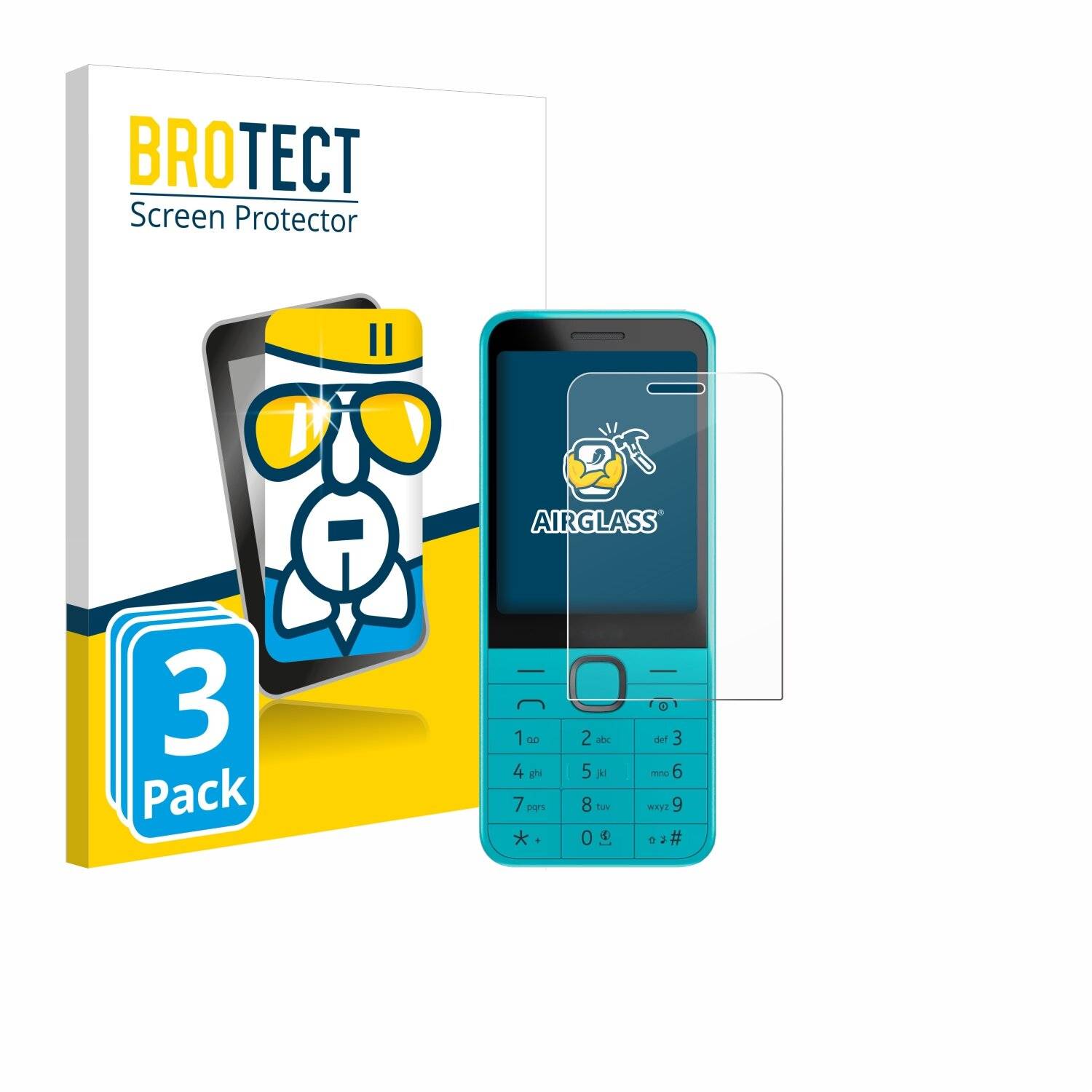 3x BROTECT AirGlass Glas Panzer-Folie für Nokia 235 4G (2024) -