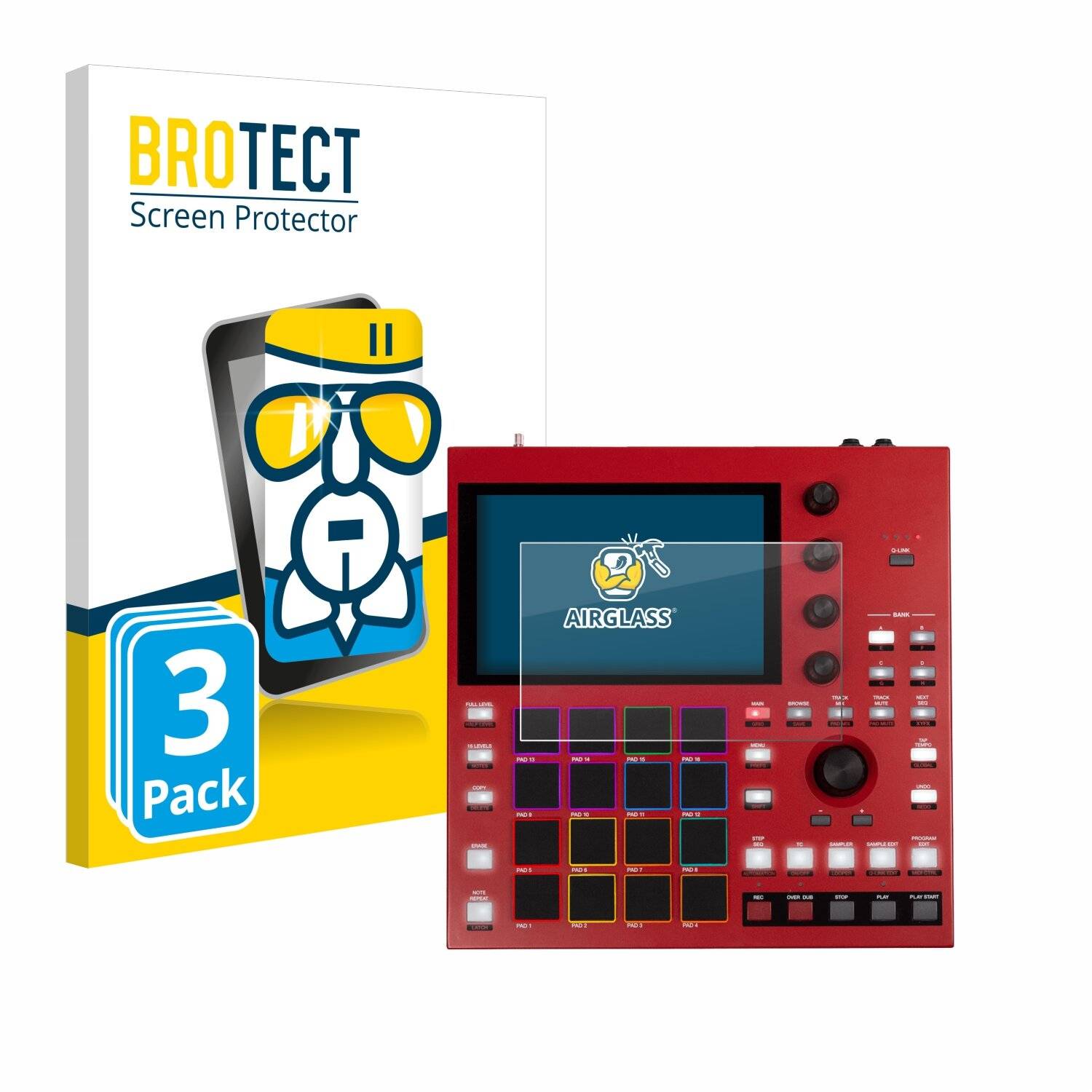 3x BROTECT AirGlass Glas Panzer-Folie für Akai MPC One+ -