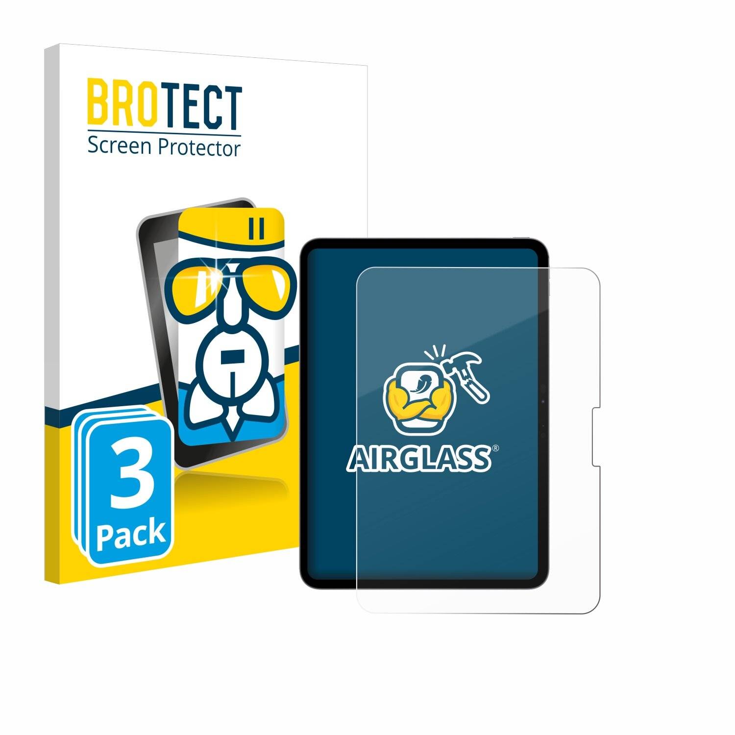 3x BROTECT AirGlass Glas Panzer-Folie für Apple iPad Pro 11 WiFi Cellular 2024 -