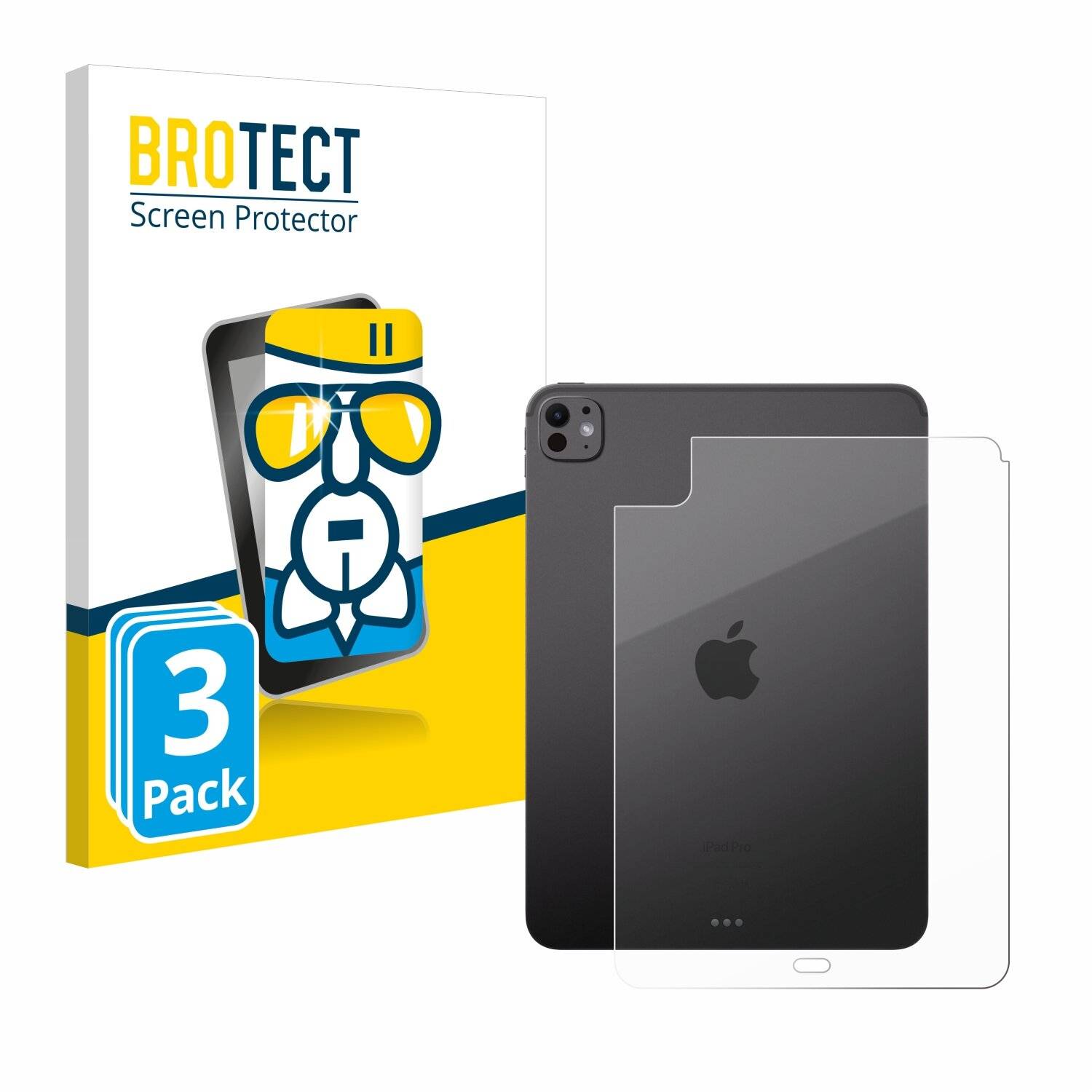 3x BROTECT AirGlass Glas Panzer-Folie für Apple iPad Pro 11 WiFi Cellular 2024 (Rückseite) -