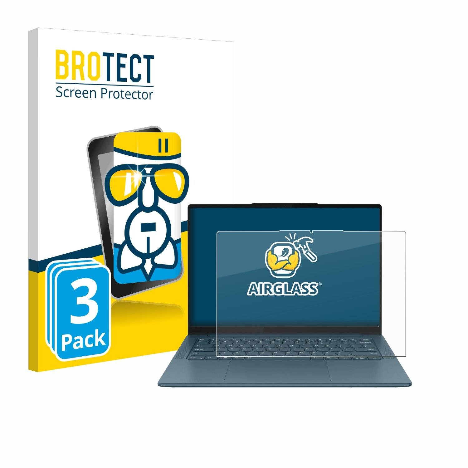3x BROTECT AirGlass Glas Panzer-Folie für Lenovo Yoga Pro 7i Gen 9 14 -