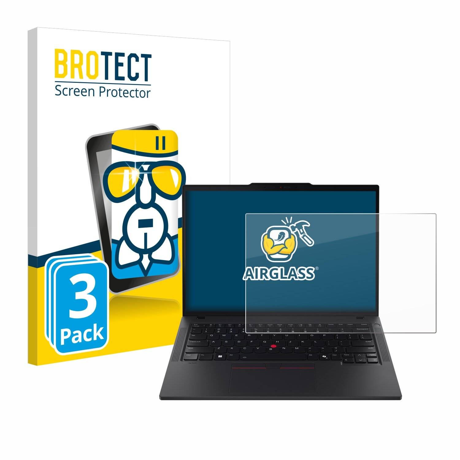 3x BROTECT AirGlass Glas Panzer-Folie für Lenovo ThinkPad T14s Gen 5 -