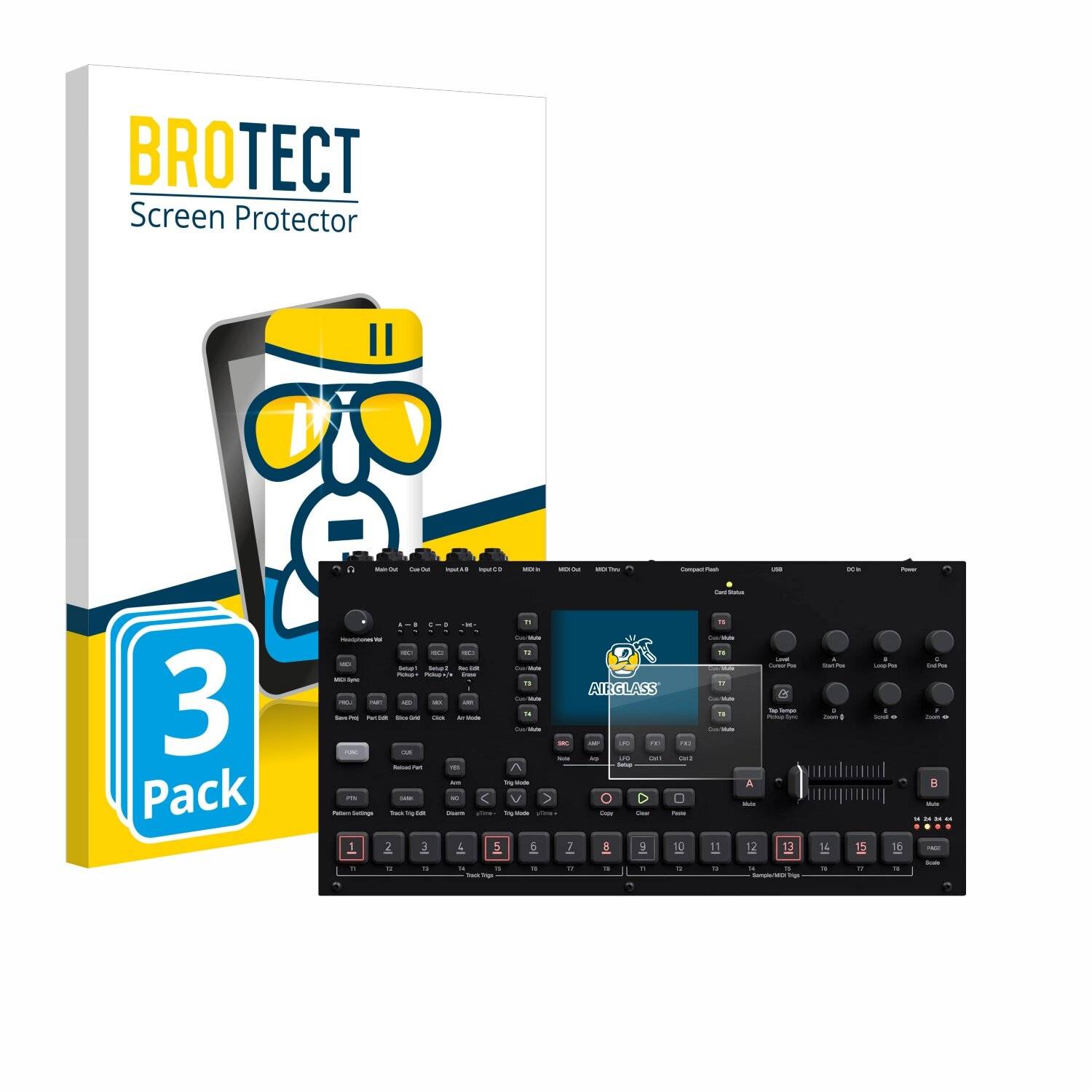 3x BROTECT AirGlass Glas Panzer-Folie für Elektron Octatrack MKII -