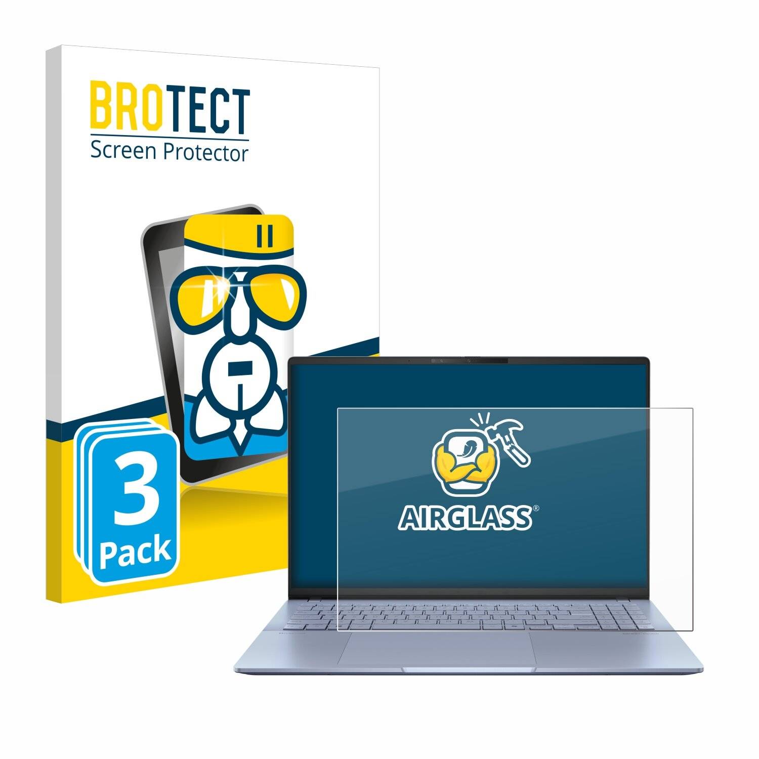 3x BROTECT AirGlass Glas Panzer-Folie für ASUS Vivobook S 16 OLED S5606 -